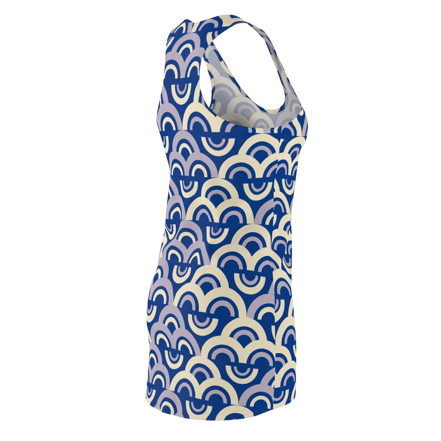 Damen Racerback Kleid blau Pastell Bogenmuster Bequemes Freizeitkleid
