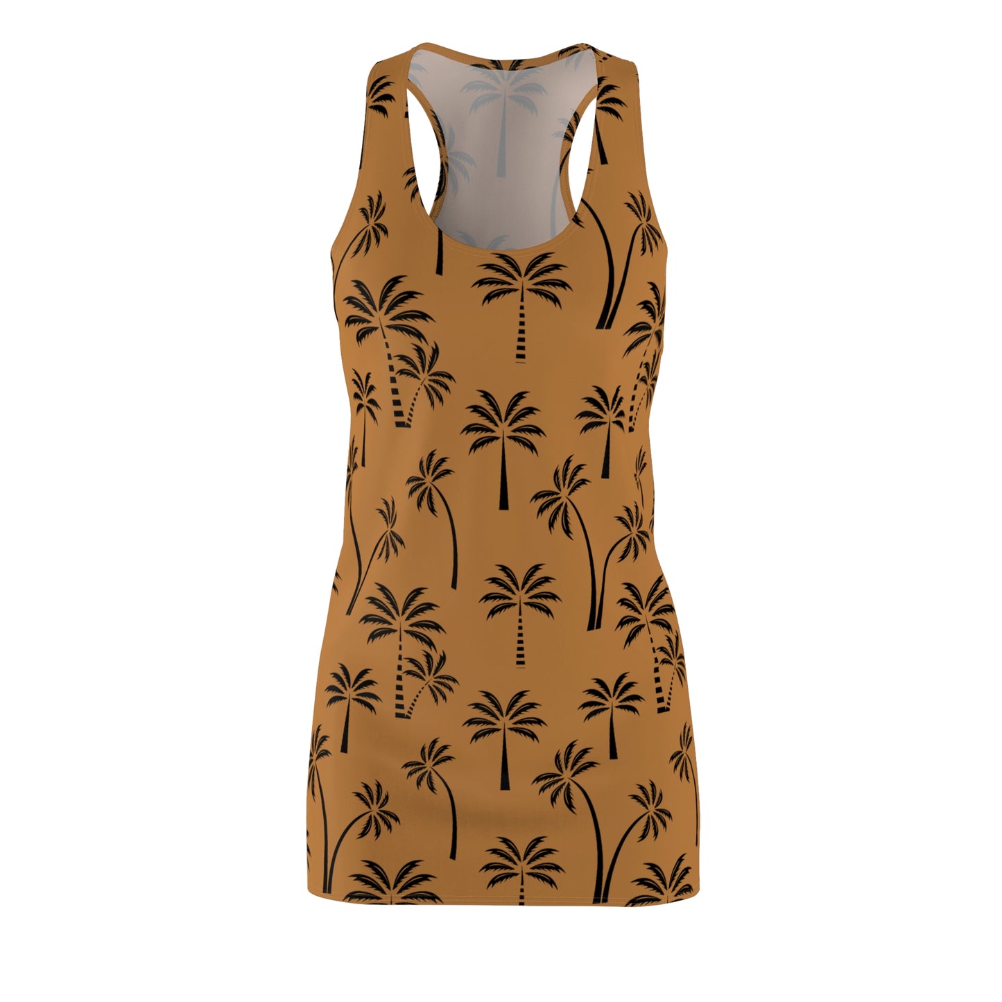 Hellbraun Palmen Racerback Kleid – Leichtes Sommerkleid