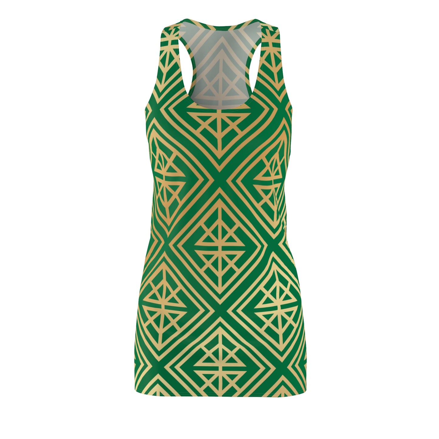Luxury Racerback Dress mit Geometric Gold Line Muster green