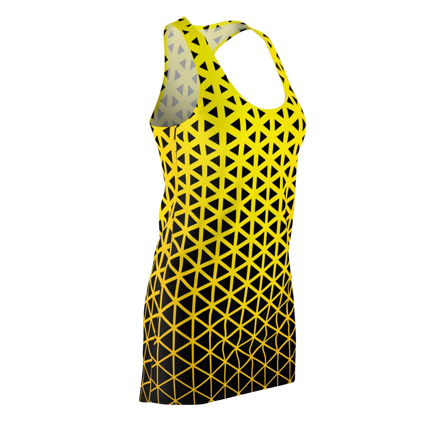 Gelbes Racerback Kleid – Stylisches Sommerkleid mit geometrischem Muster