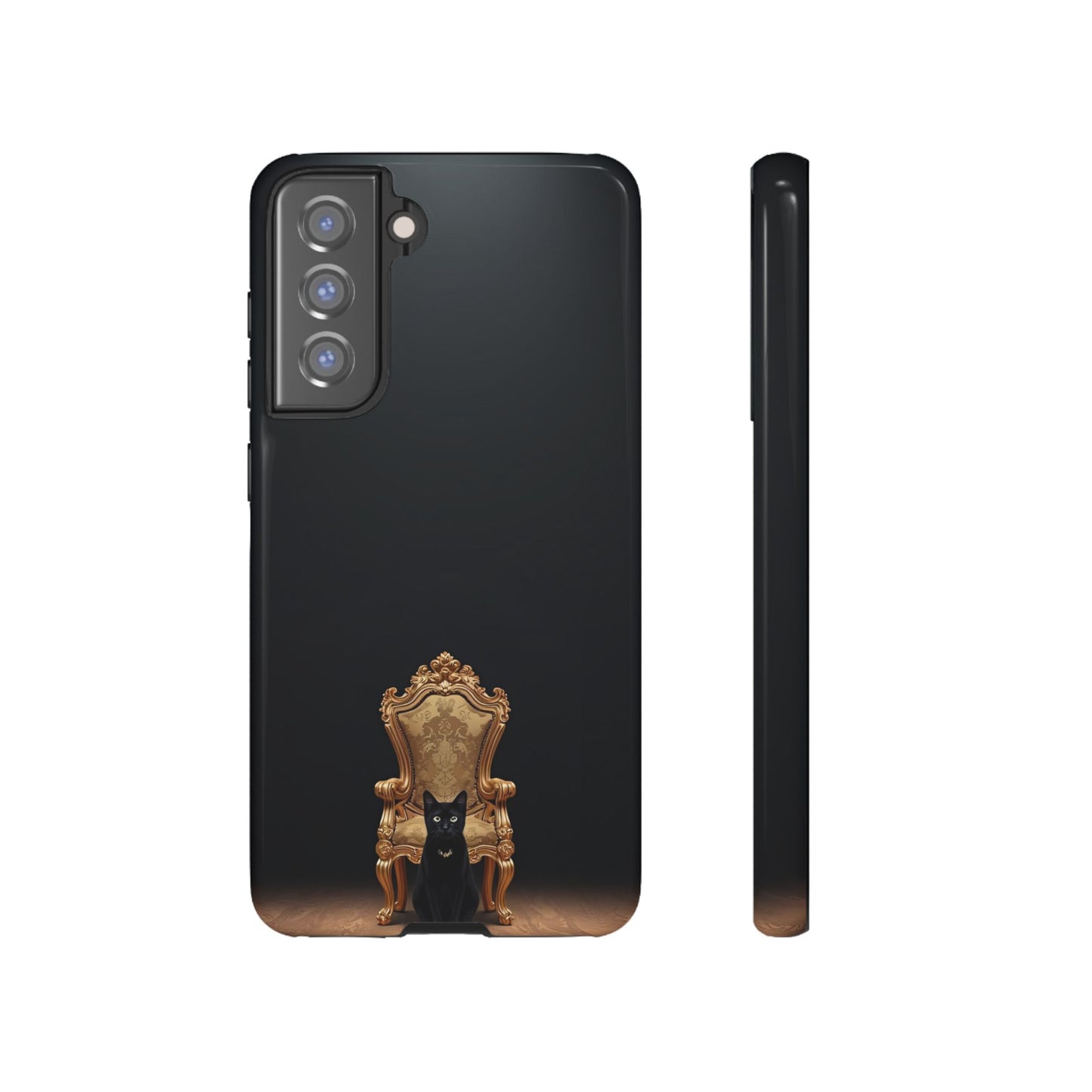 Black Cat on Golden Throne – Premium Phone Case Protective Slim