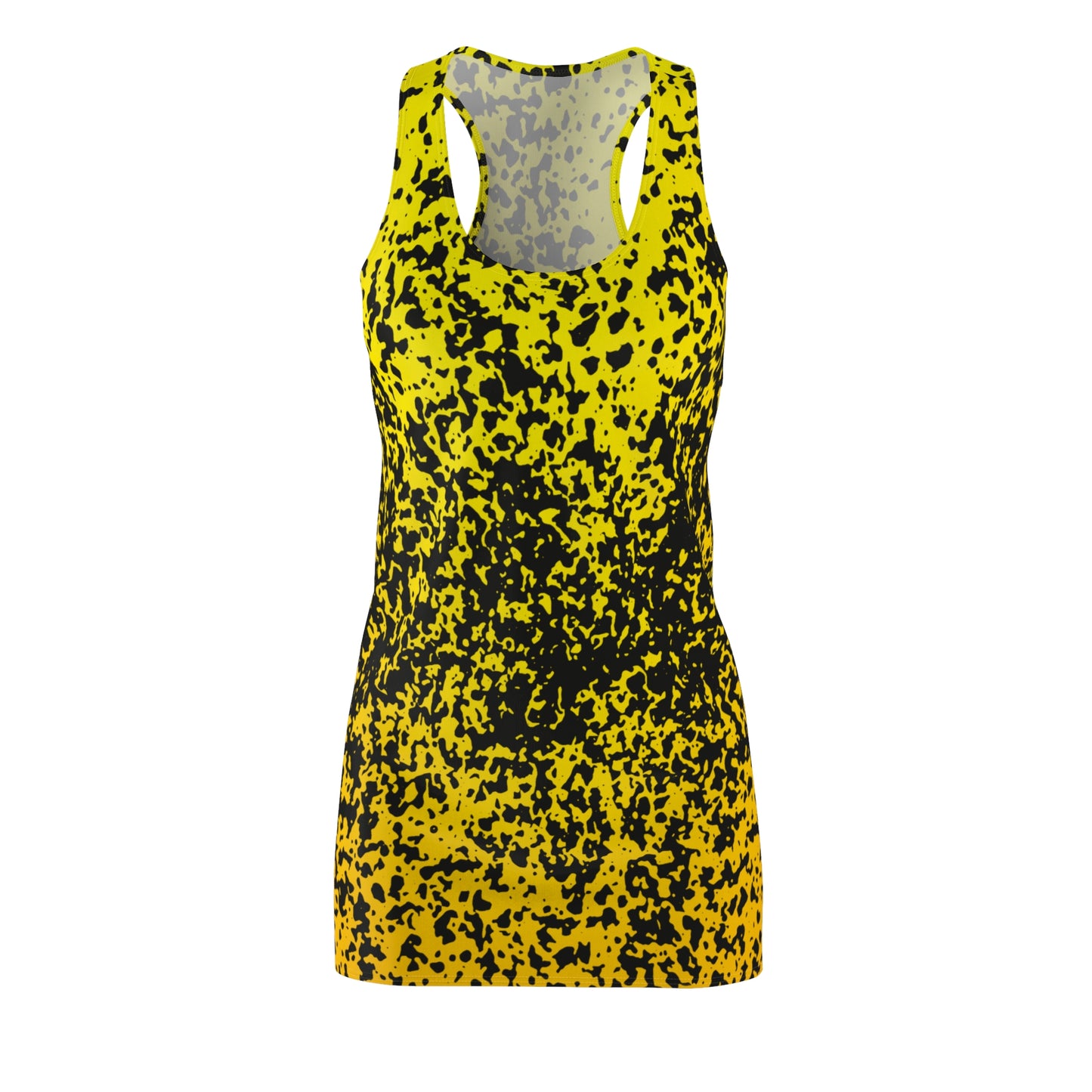 Racerback Damenkleid Sommer – Gelb-Schwarz gesprenkelt, modern