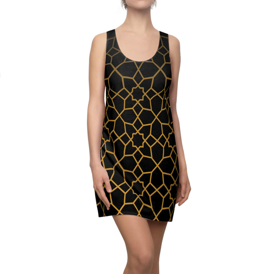 Luxury Racerback Dress mit Golden Mosaic Pattern auf schwarz