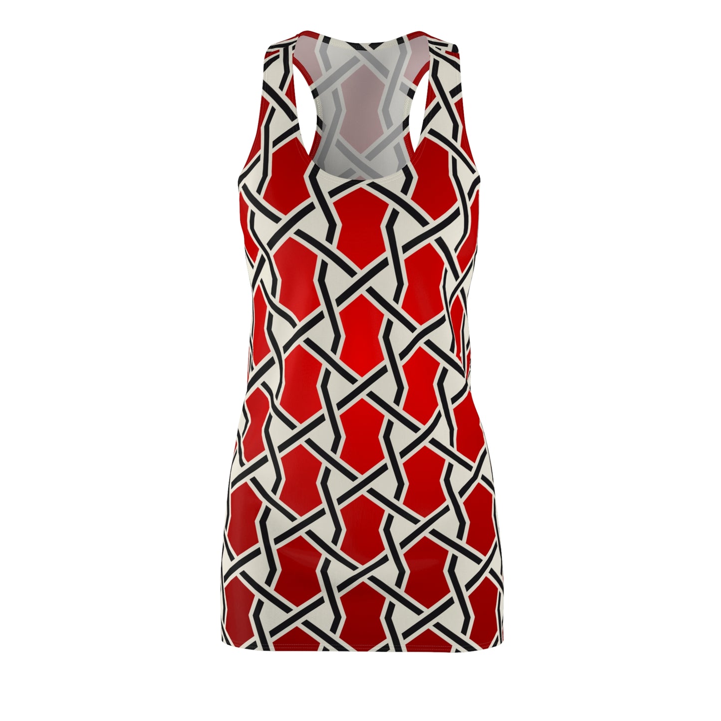 Rotes Racerback Kleid mit geometrischem Muster & sanftem Farbverlauf