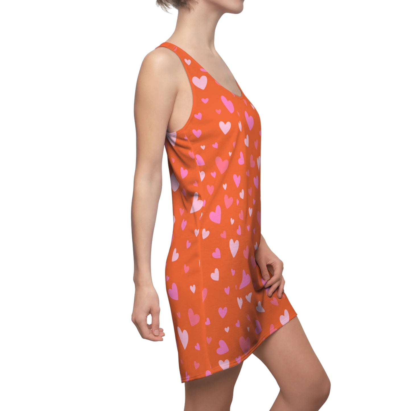 Pink Herz Racerback Kleid – Verspieltes Sommerkleid in Orange