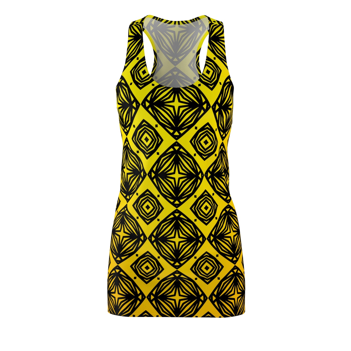 Gelbes Racerback Kleid – Sommerkleid mit modernem Diamantmuster