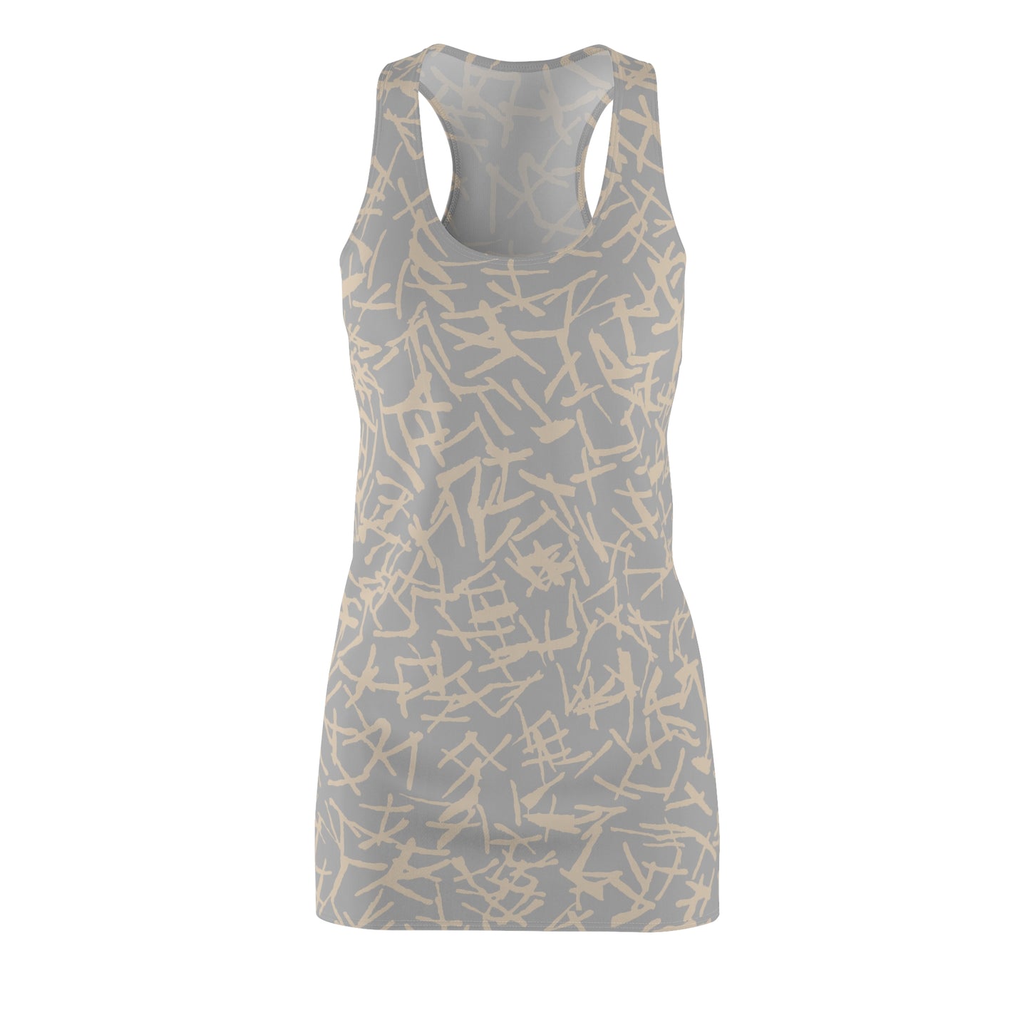 Racerback Damenkleid Sommer – Abstraktes Linienmuster, modern & bequem grau