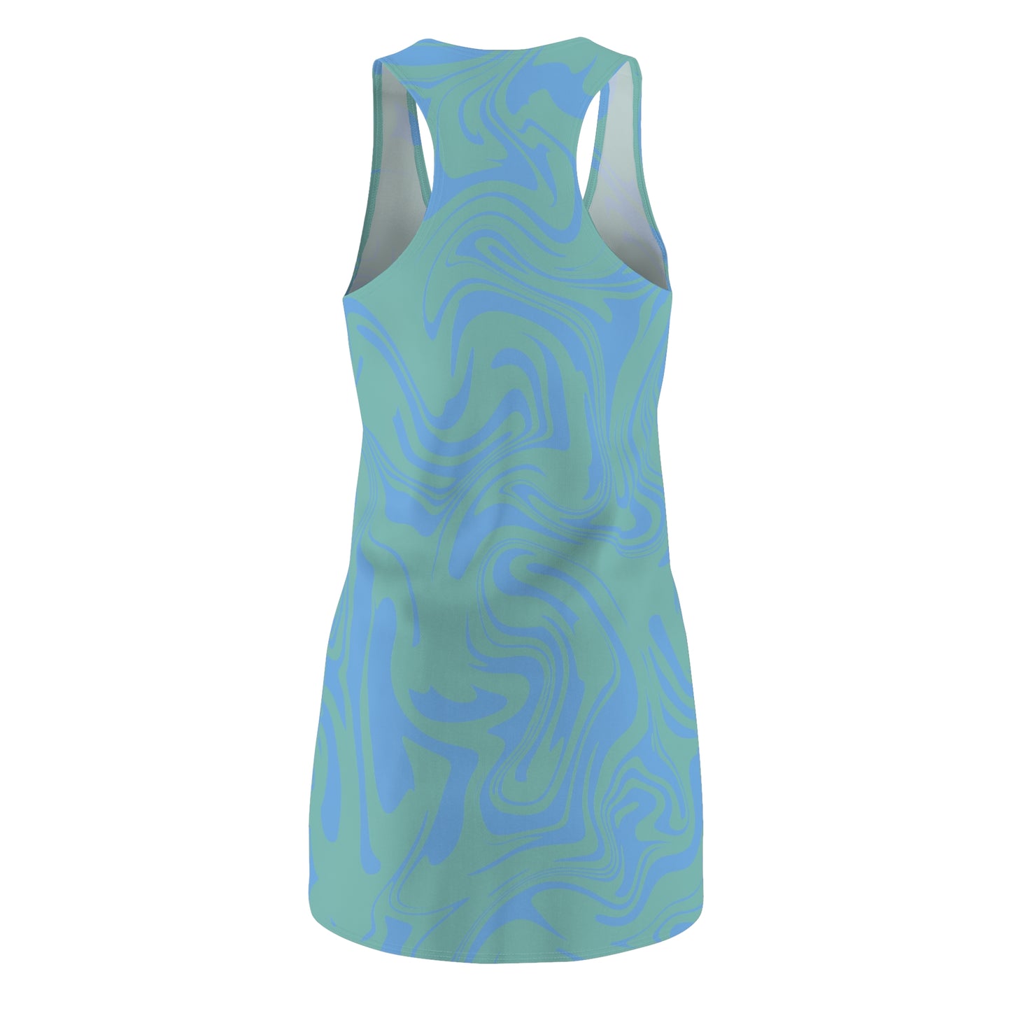 Aqua Hellblau Marmor Racerback Kleid – Trendige Sommer Damenmode