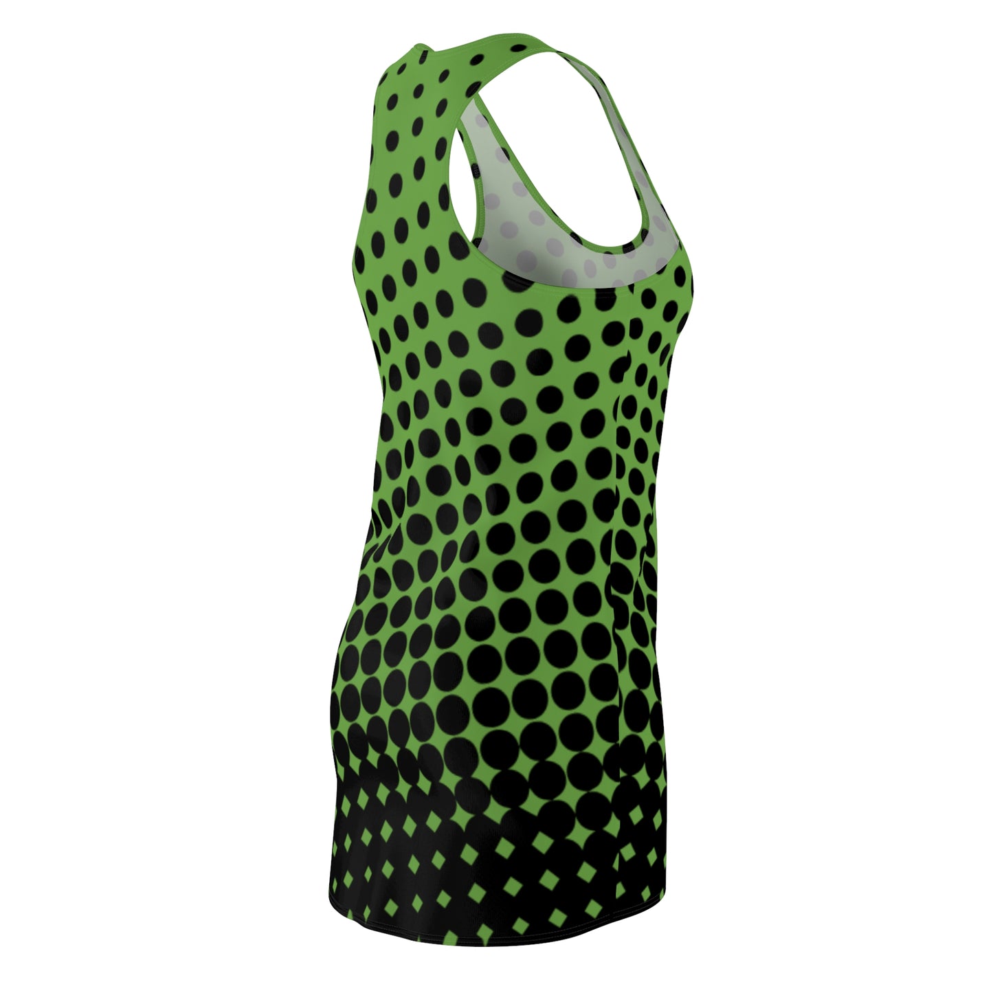 Black Green Polka Dot Racerback – Retro Sleeveless Mini Dress