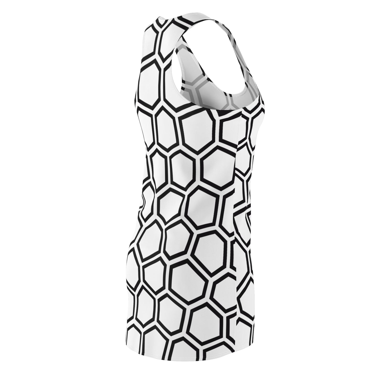 Racerback Kleid Schwarz Weiß Hexagon Muster Damen Sommer