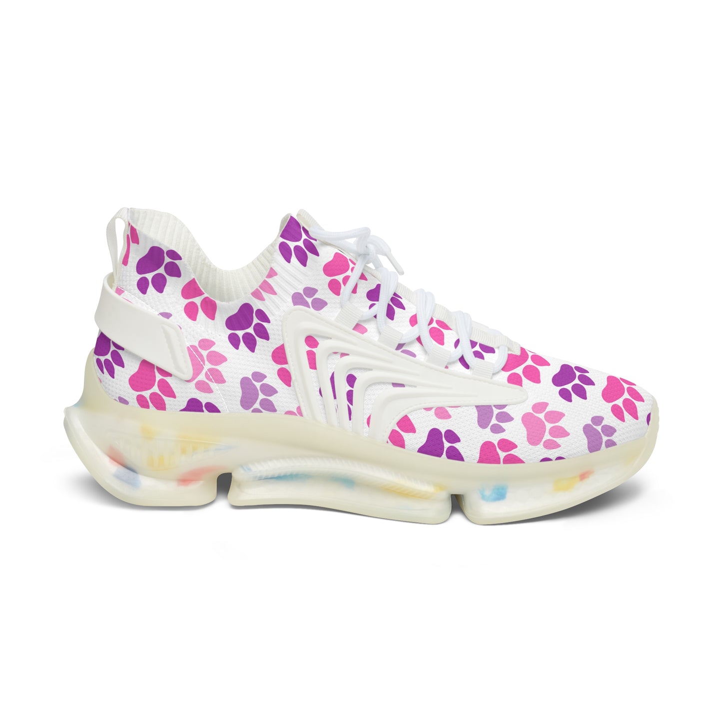 Pfoten Print Sneaker Damen Pink Lila Tiermotiv Schuhe Streetwear