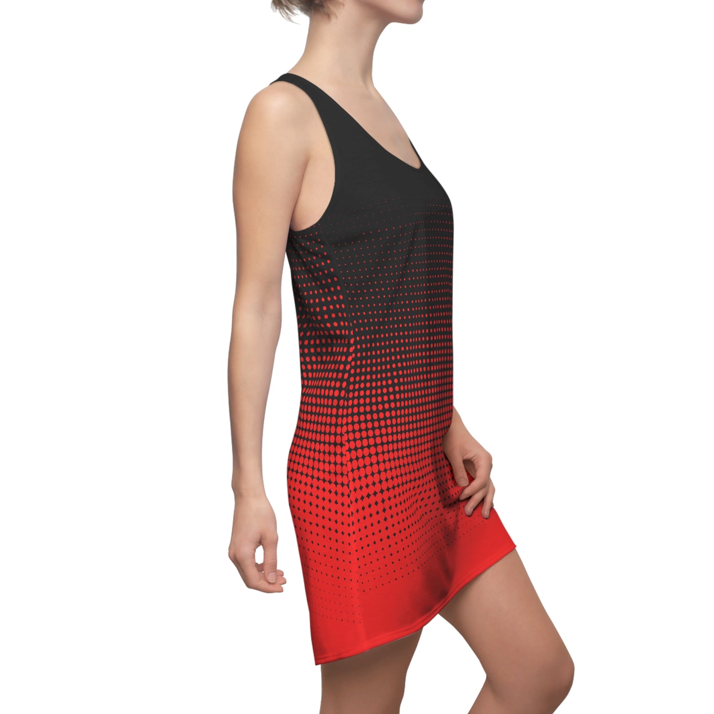 Racerback Kleid Schwarz Rot Farbverlauf mit Punkte Design