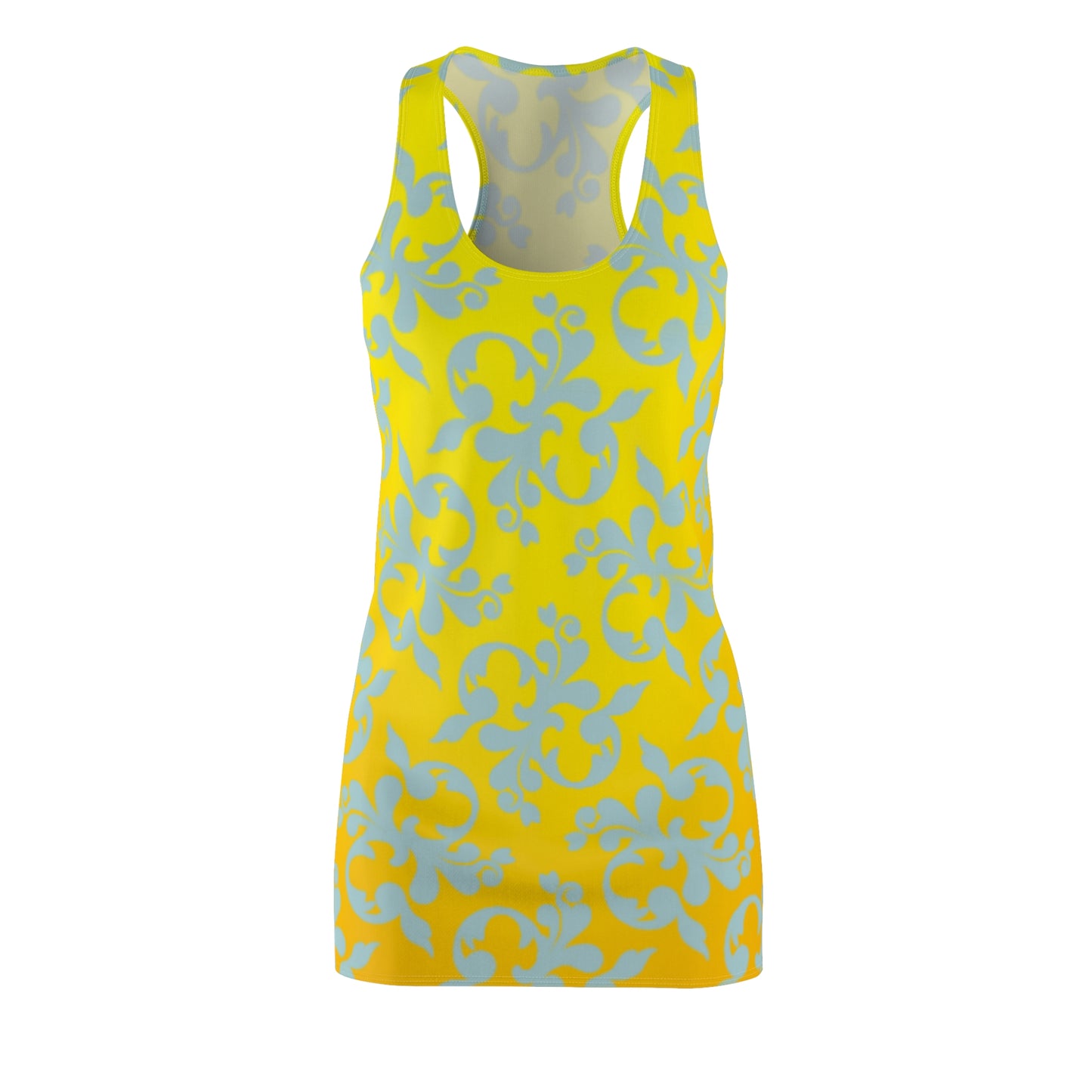 Leuchtend Blumen Racerback Kleid – Gelbes Sommerkleid