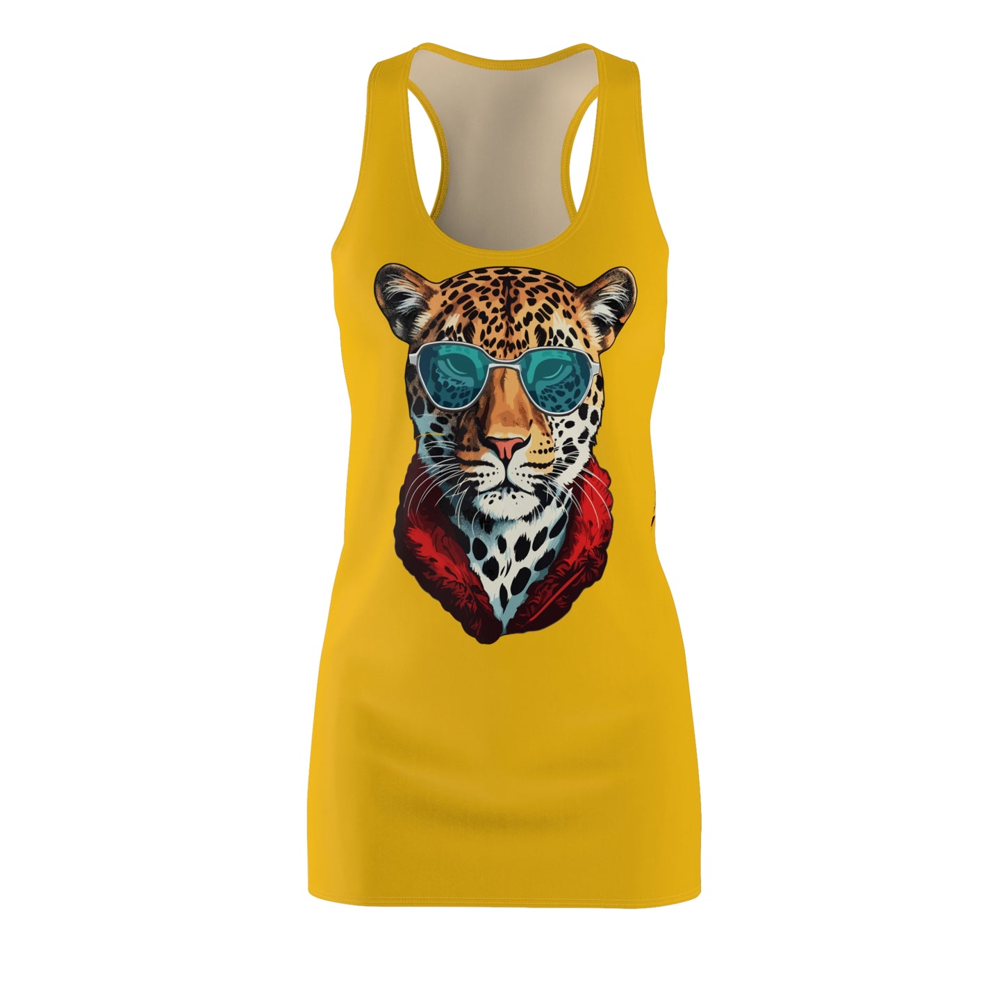 Gelbes Leopard Sonnenbrille Racerback Kleid – Cooles Sommerkleid