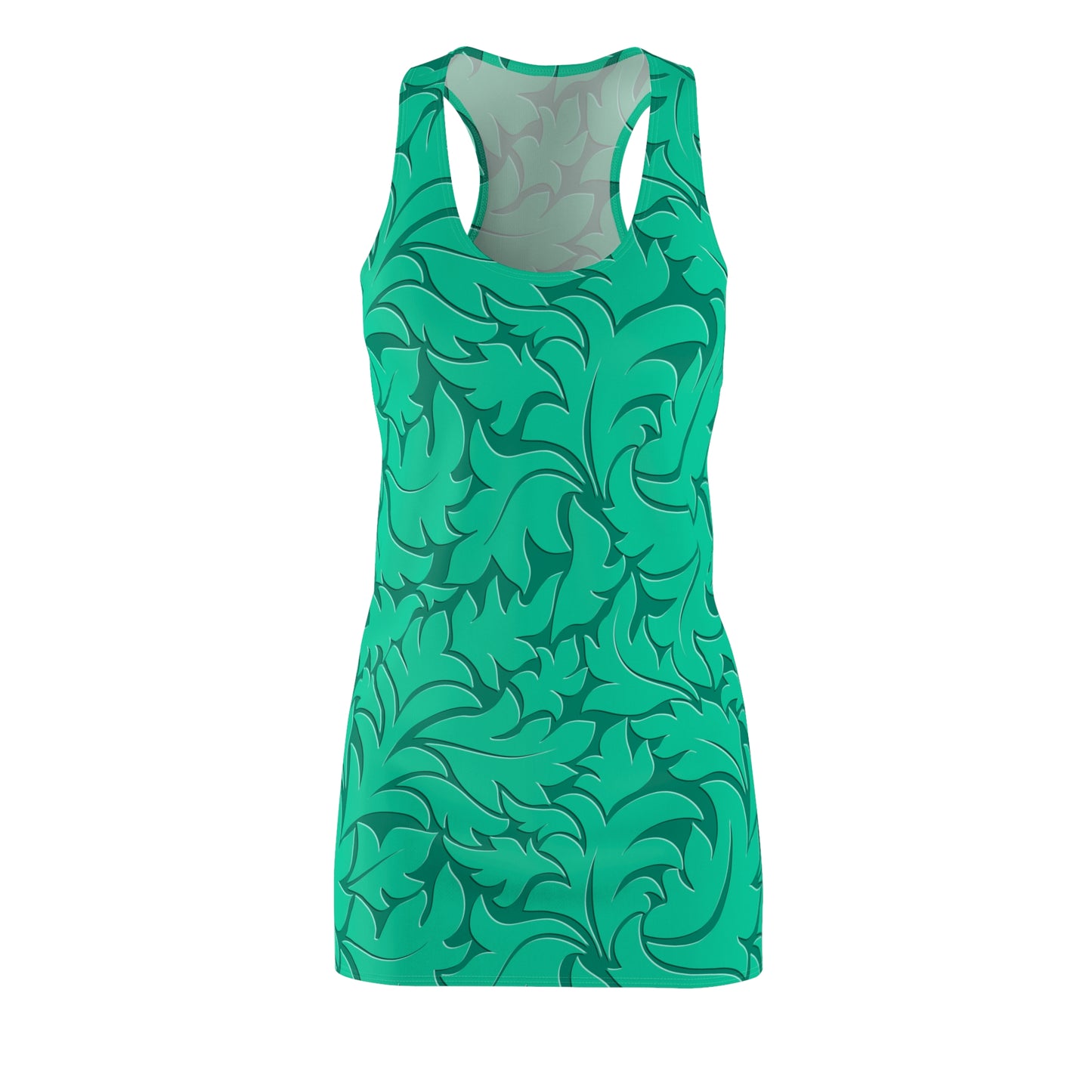 Racerback Damenkleid Sommer – Florales Blattmuster, modern & bequem