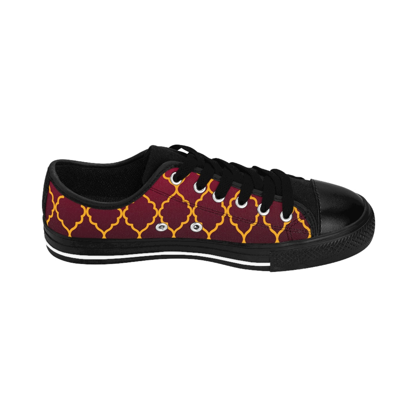 Damen Sneaker Bordeaux Gold Muster Canvas Freizeit Schuhe Low