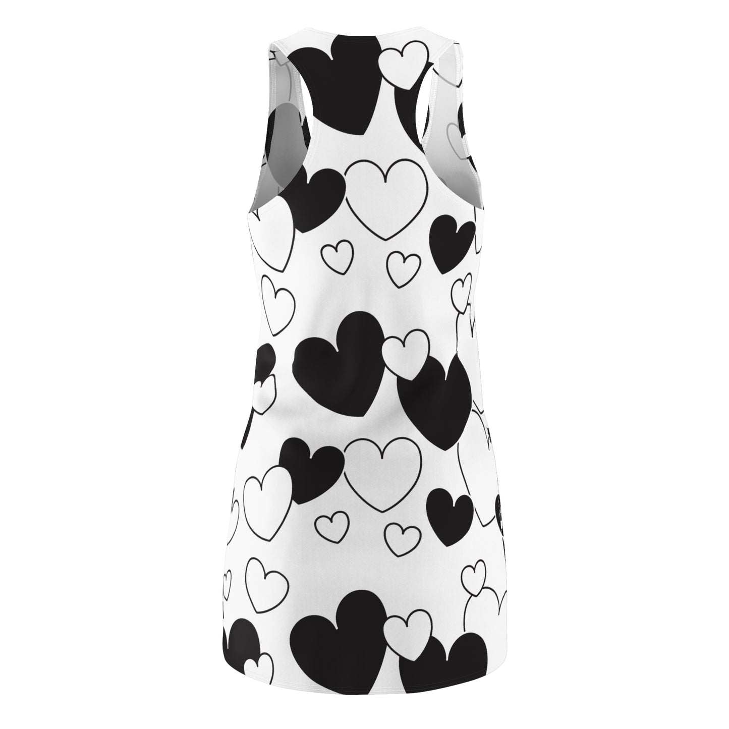 Herz Print Racerback Kleid – Schwarz Weiß Damenmode