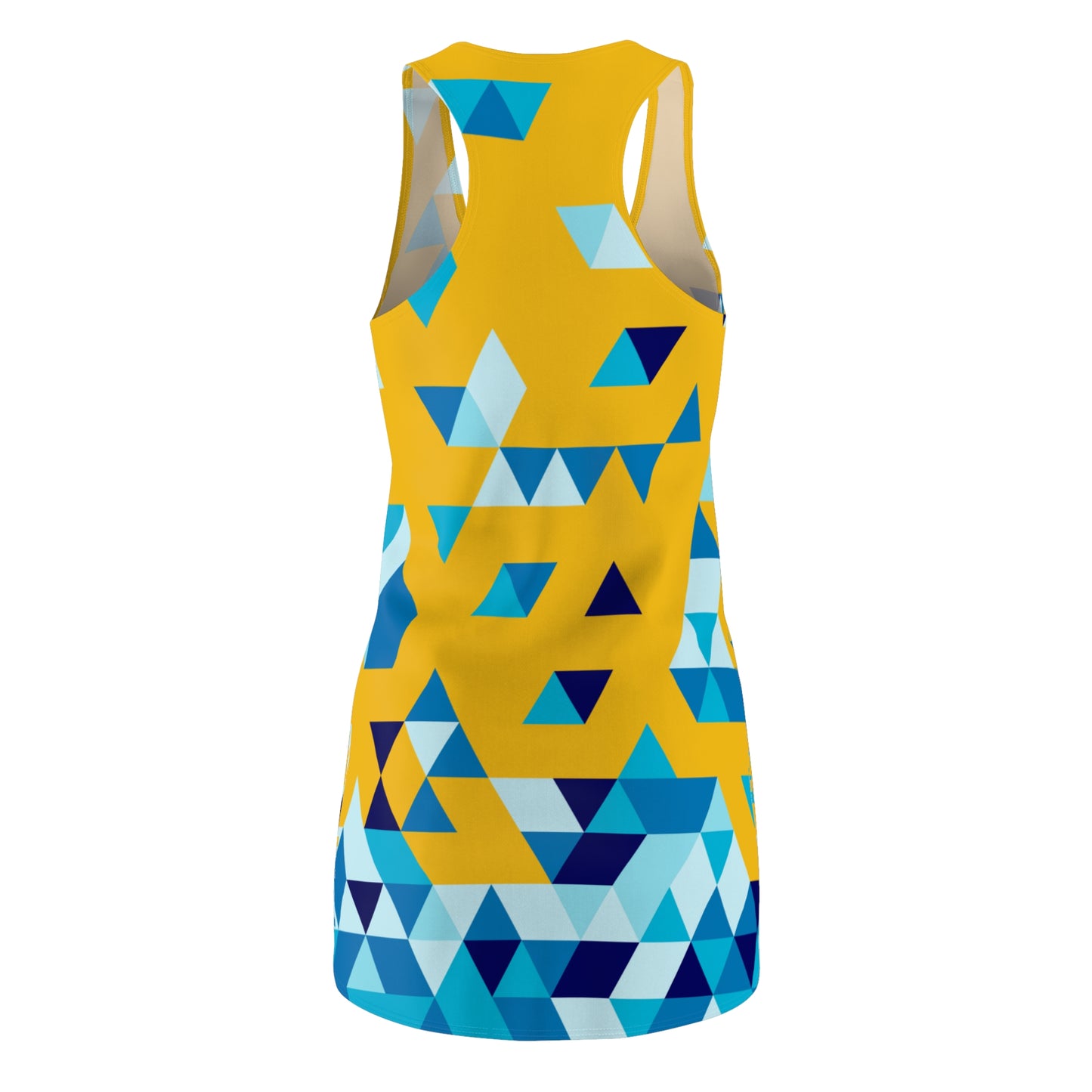 Dreieck Racerback Kleid – Blau Gelb Sommerkleid