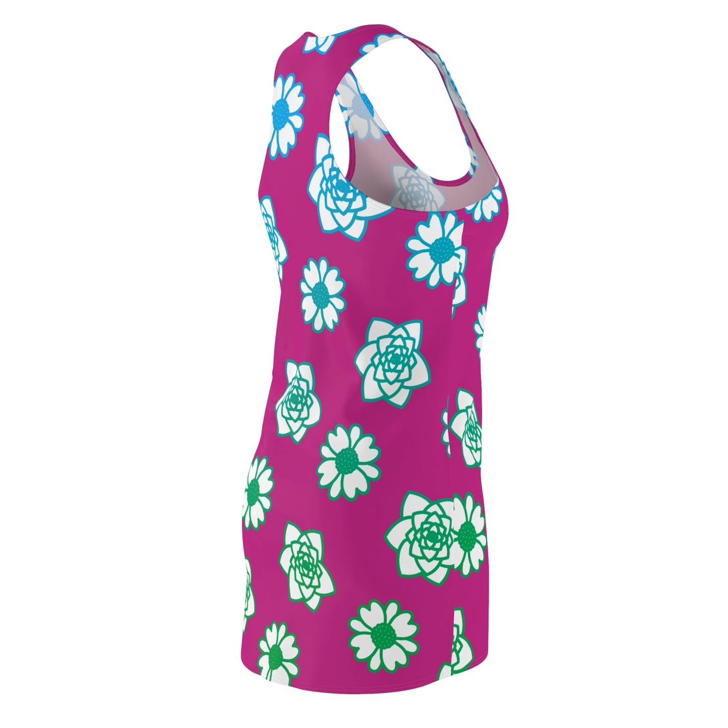 Racerback Kleid Pink mit grünem Blumenmuster Sommerlook