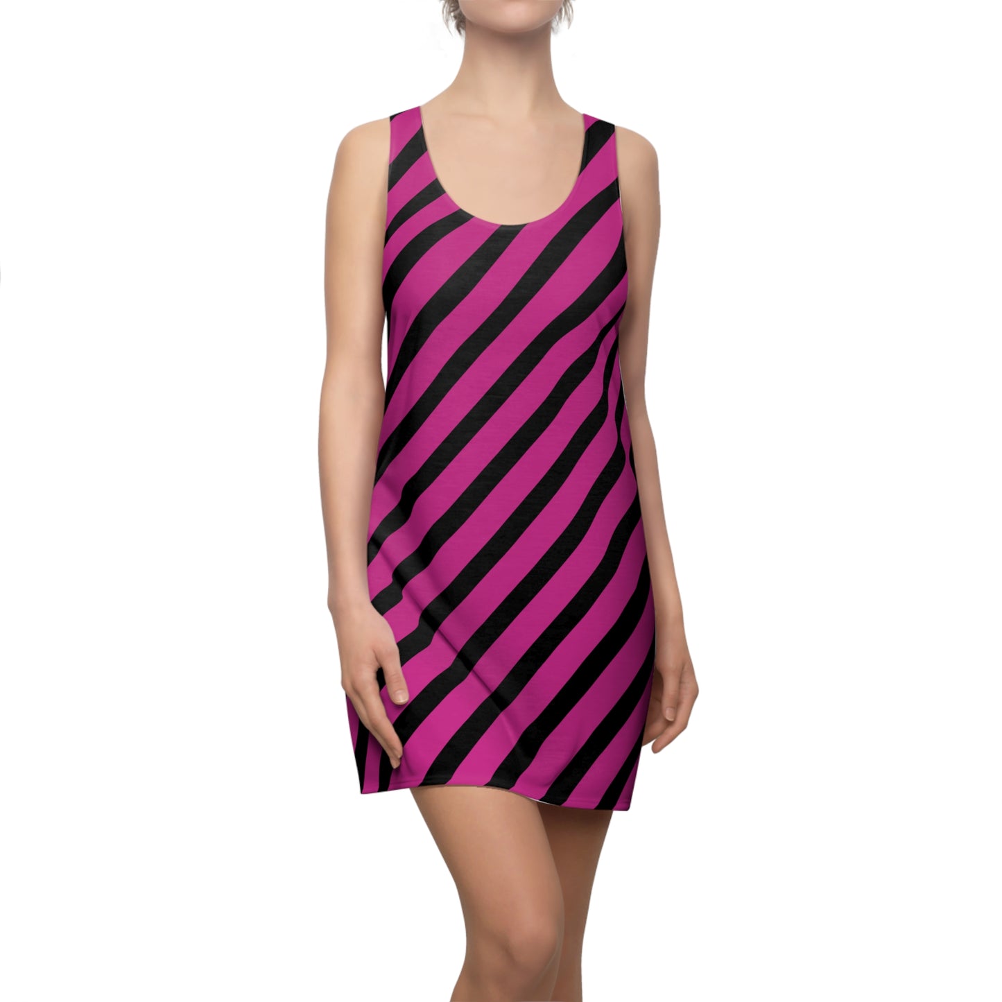 Streifen Racerback Kleid – Schwarz Pink Sommerkleid