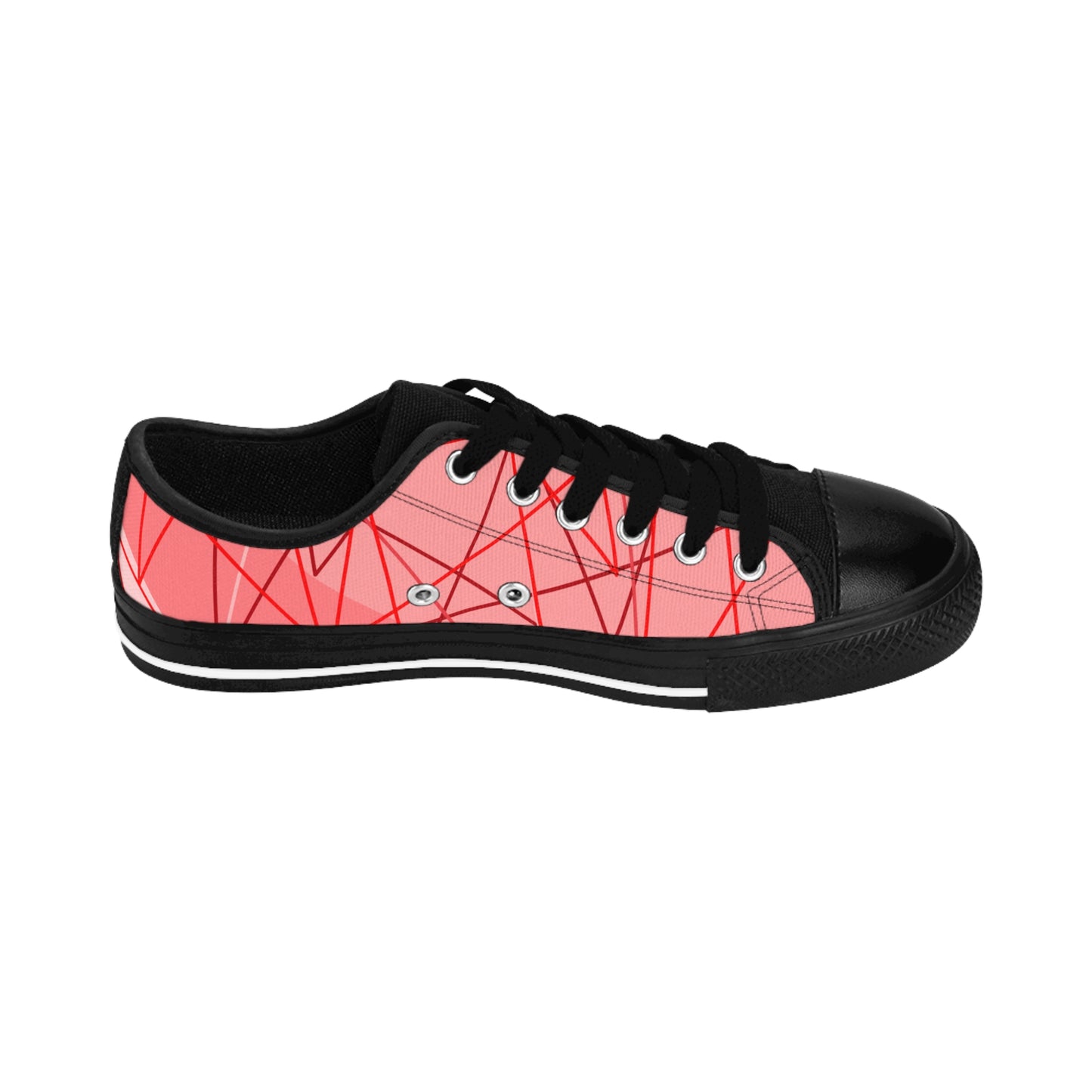Damen Canvas Sneaker Rosa Linien Muster Streetwear Freizeit Schuhe