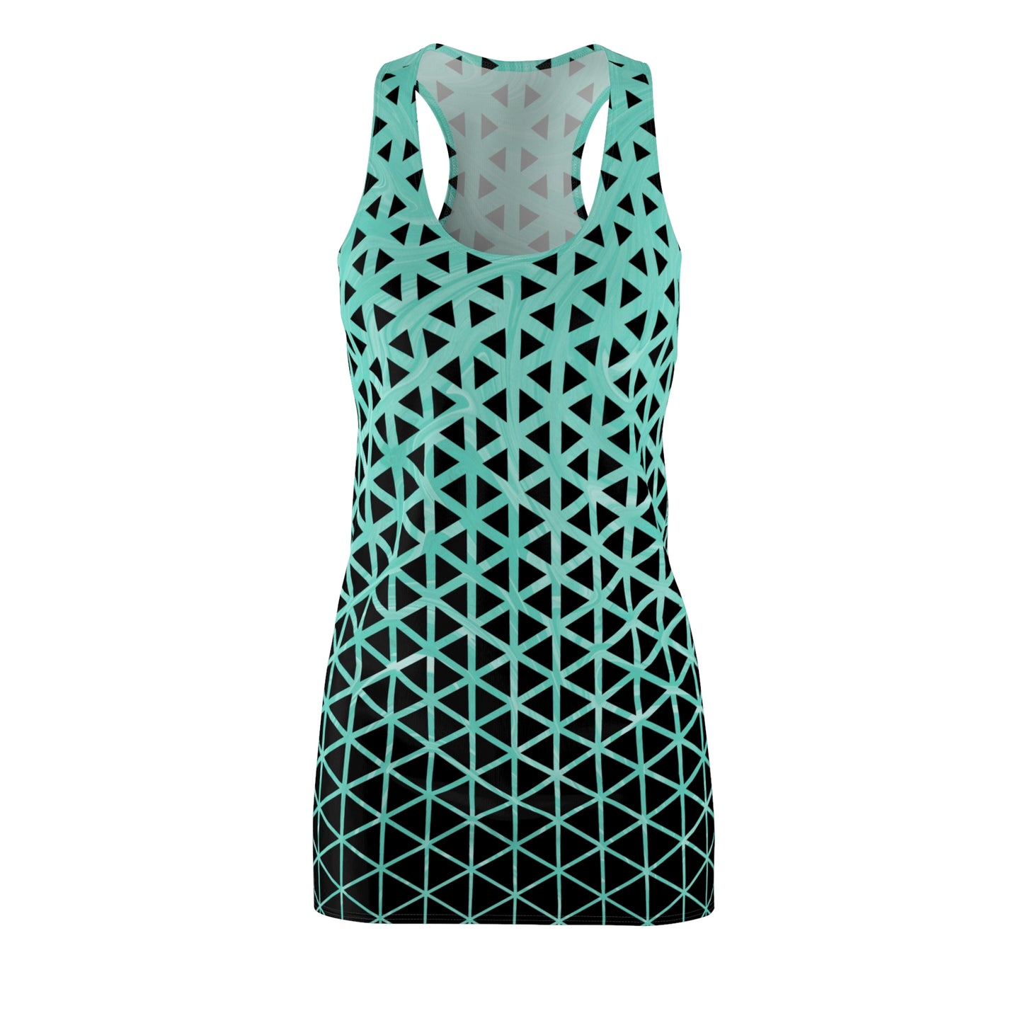 Türkises Racerback Kleid – Modernes Sommerkleid mit geometrischem Muster