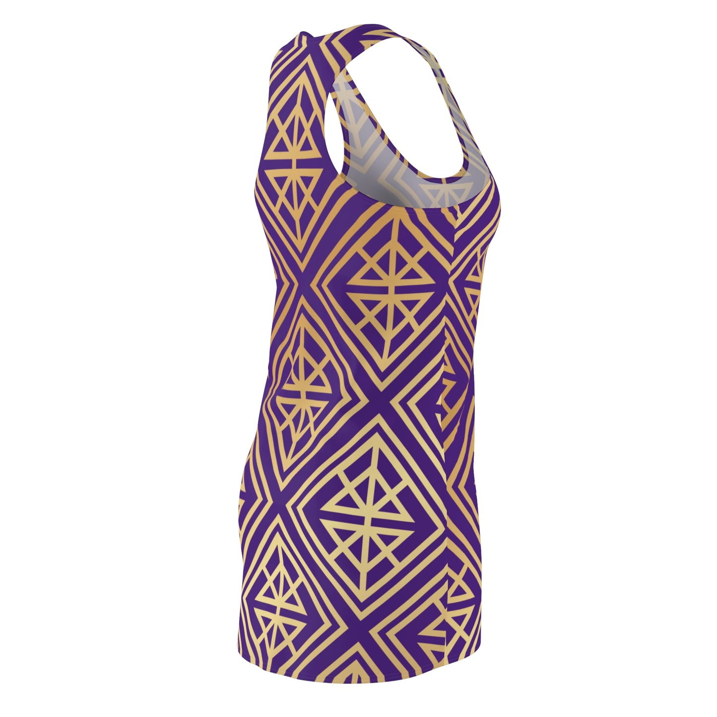 Luxury Racerback Dress mit Geometric Gold Line Muster purple
