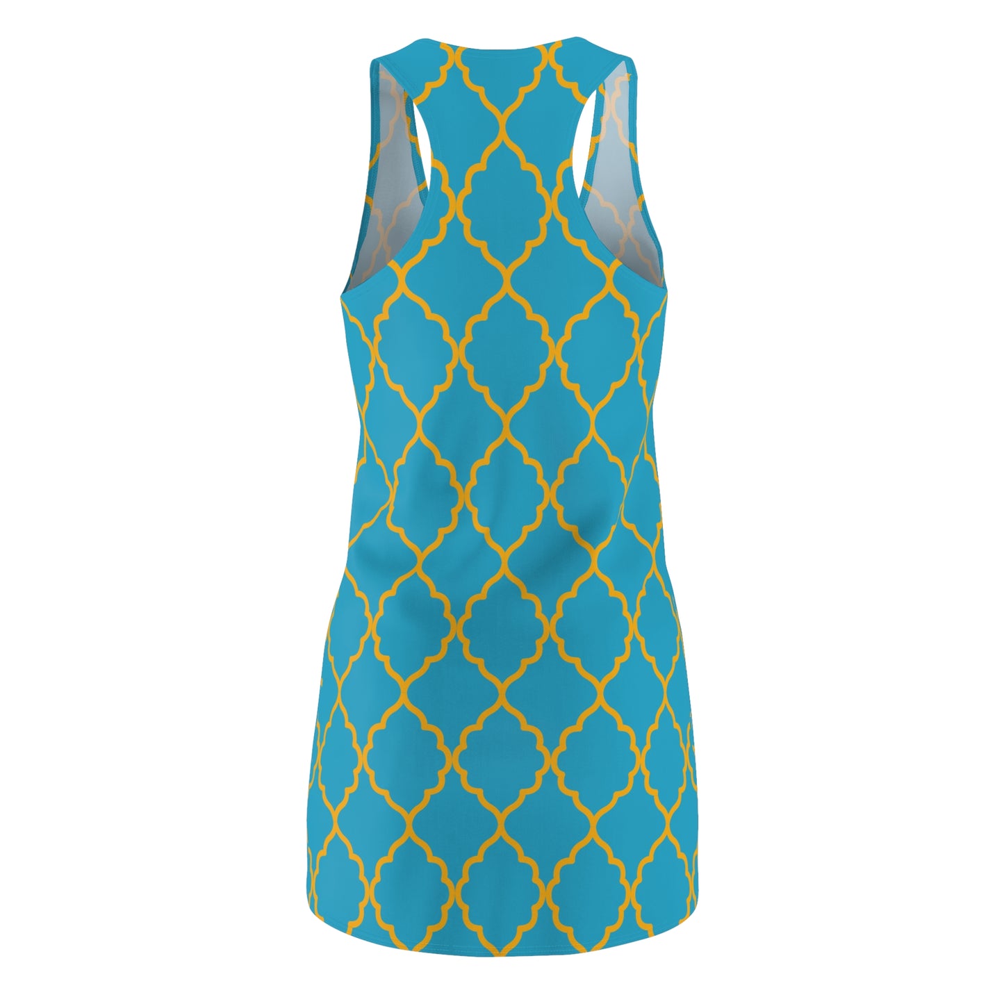 Türkises Racerback Kleid mit goldenem Ornamentmuster