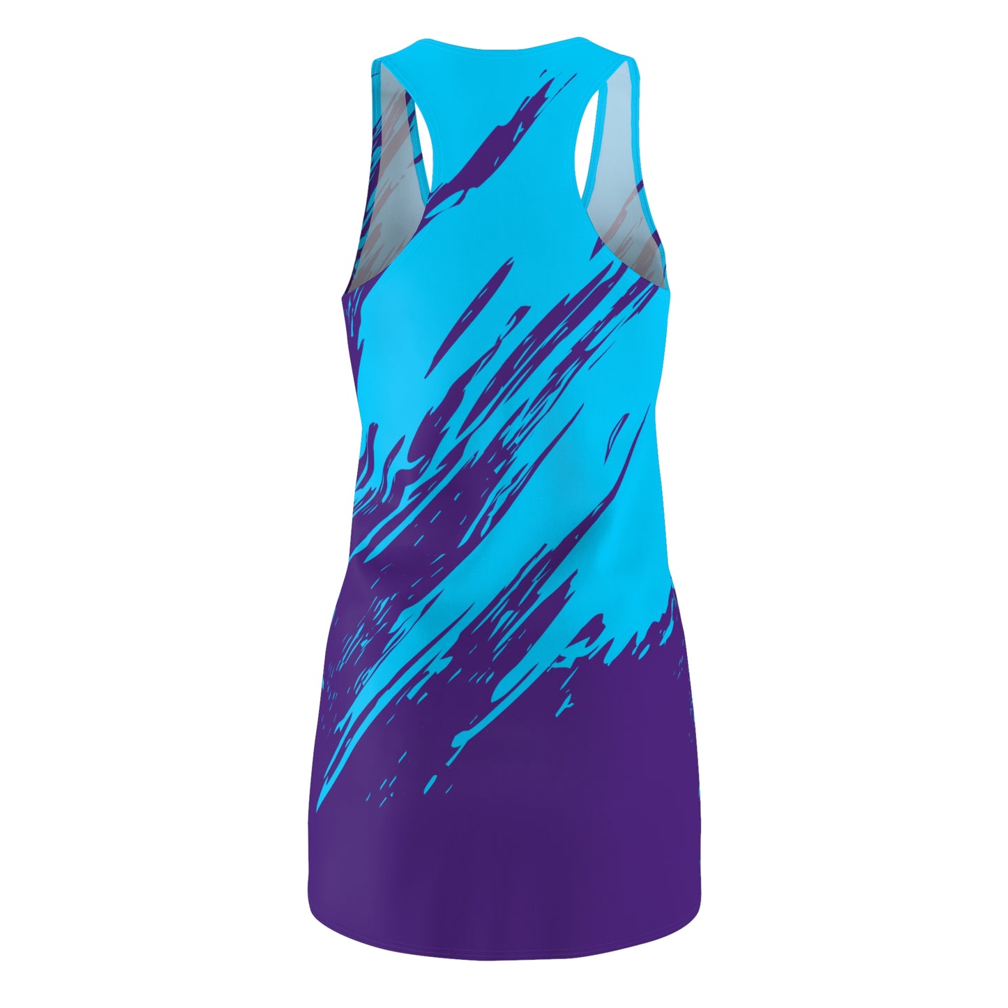 Türkis-Lilanes Racerback Kleid mit abstraktem Pinselprint