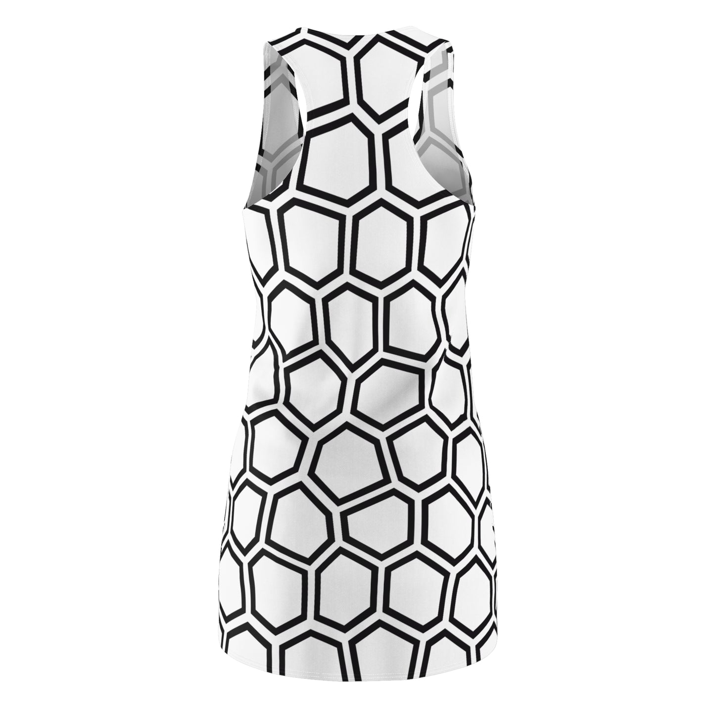 Racerback Kleid Schwarz Weiß Hexagon Muster Damen Sommer