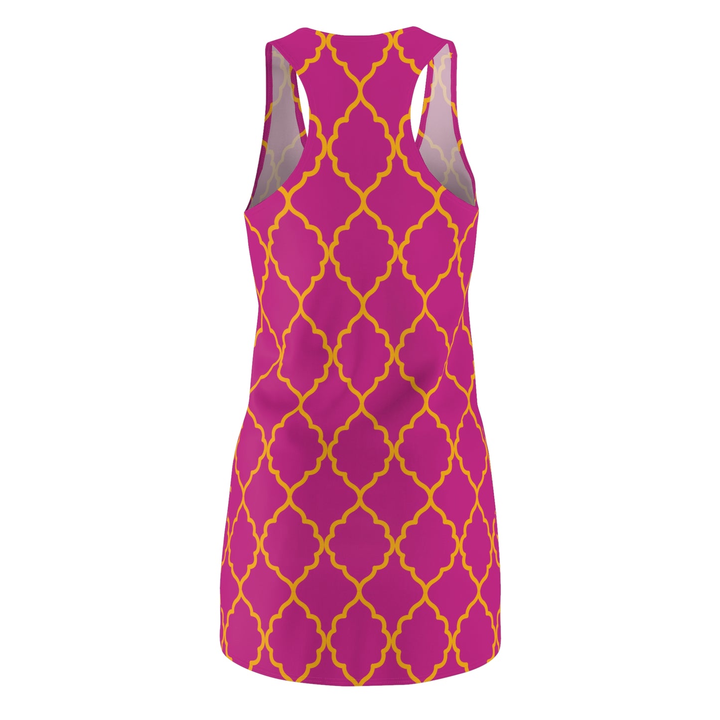 Pinkes Racerback Kleid mit goldenem Ornamentmuster