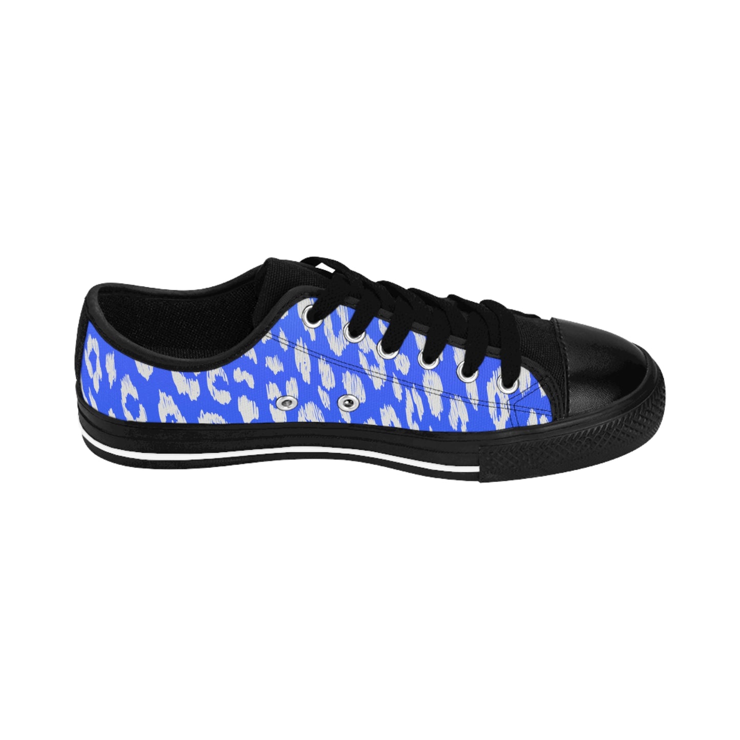 Blue Leopard Print Sneakers Women Casual Low Top Canvas Shoes