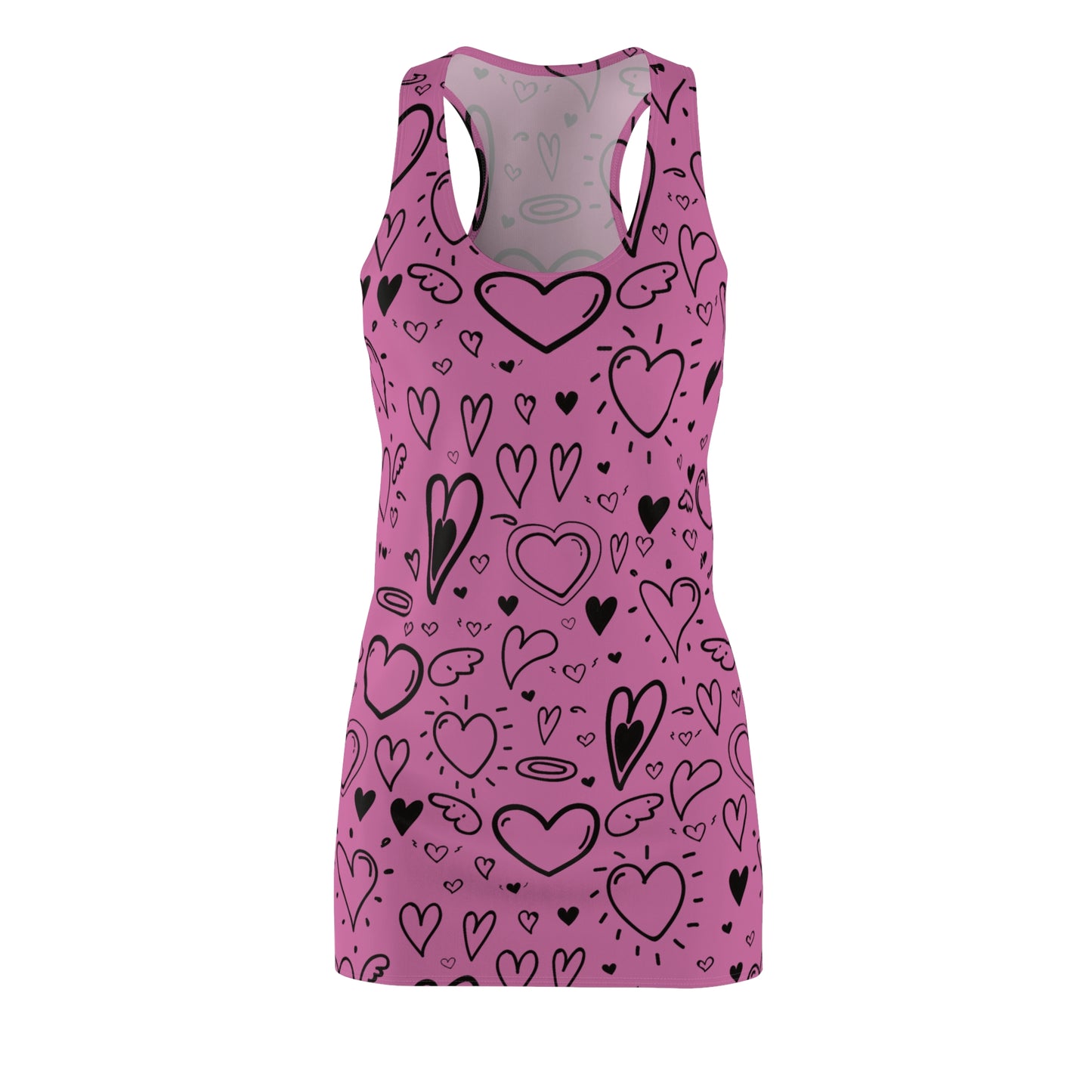 Herz Allover Racerback Kleid – Verspieltes Sommerkleid