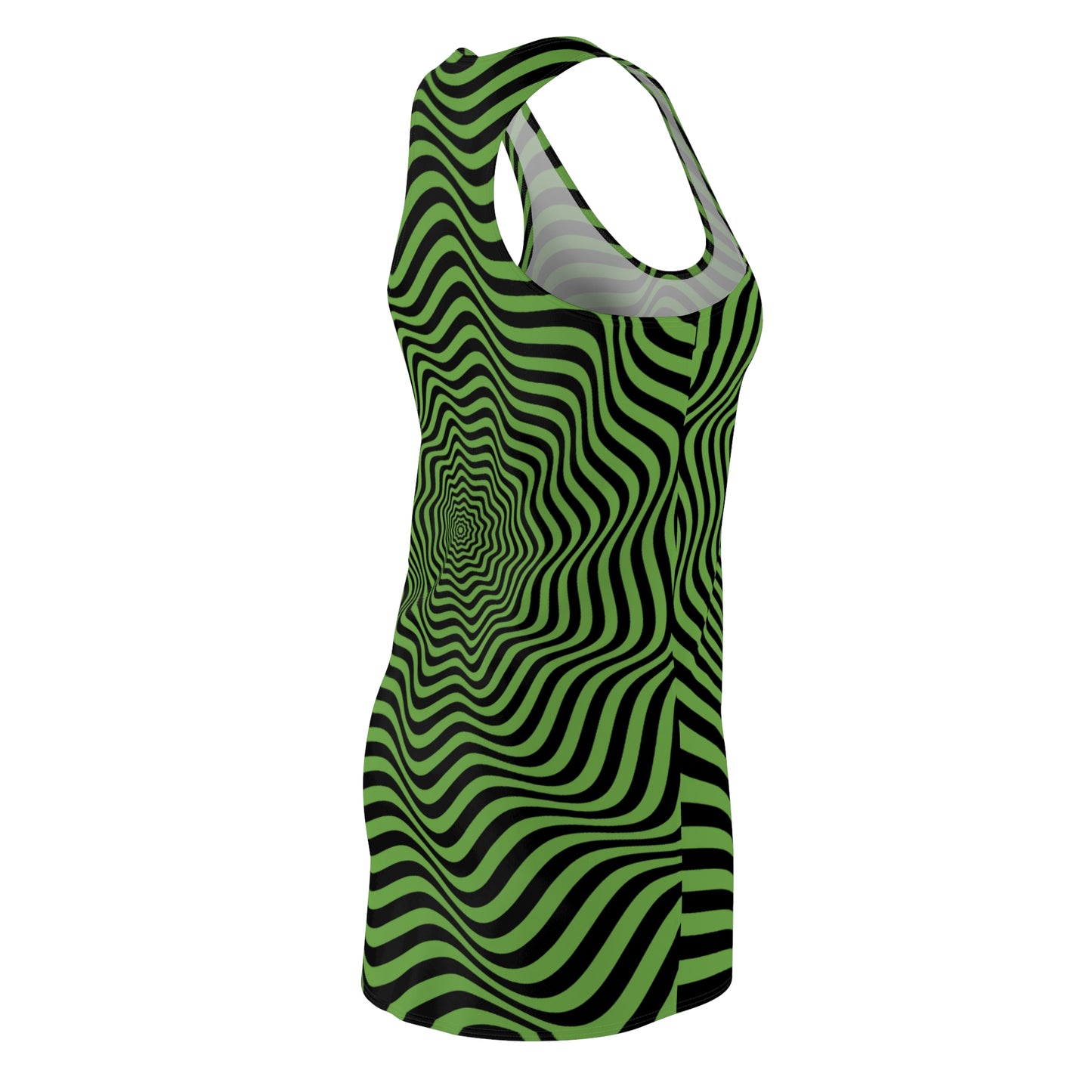Optical Illusion Racerback Kleid – Schwarz Grün Design