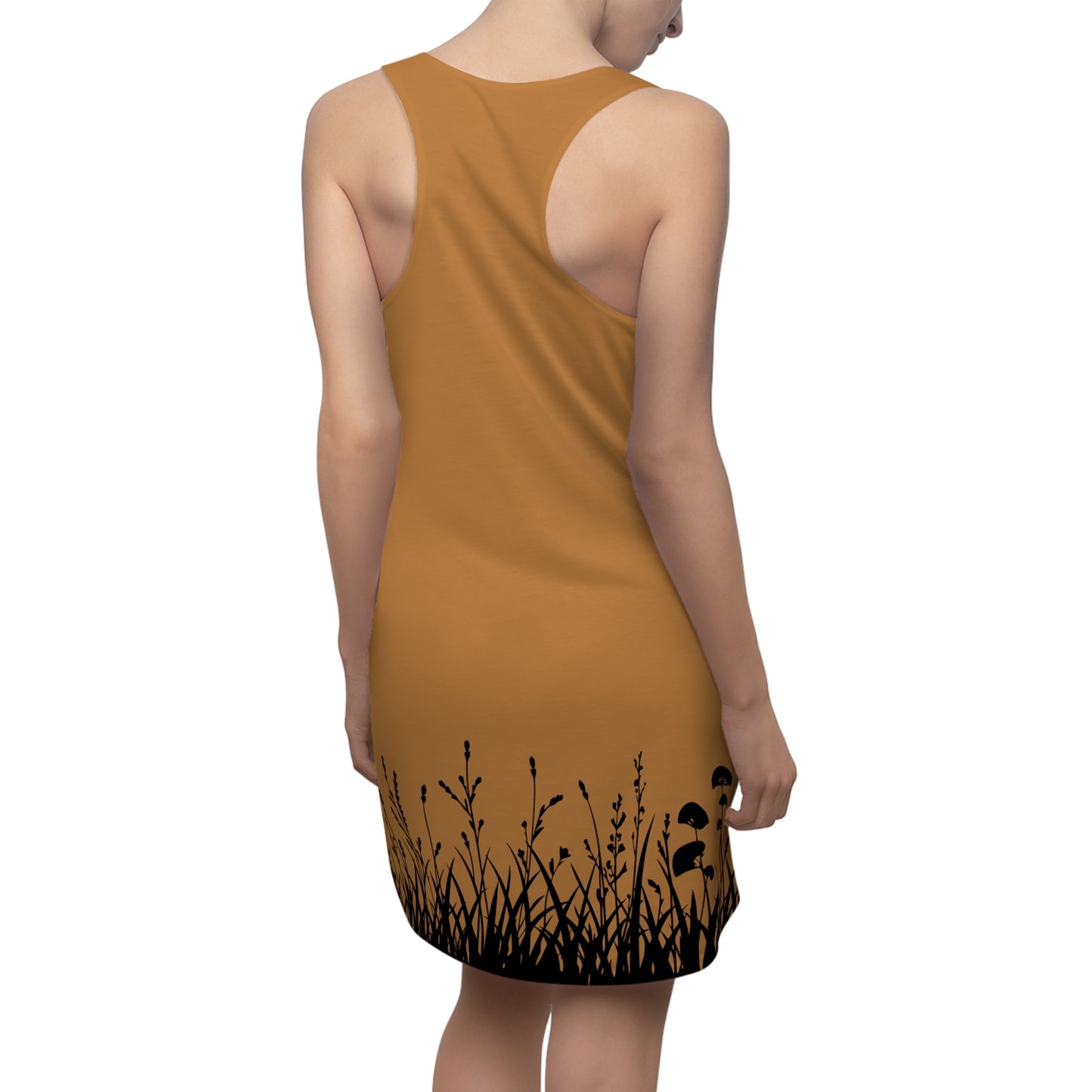 Hellbraun Floral Silhouette Racerback Kleid – Elegantes Sommerkleid