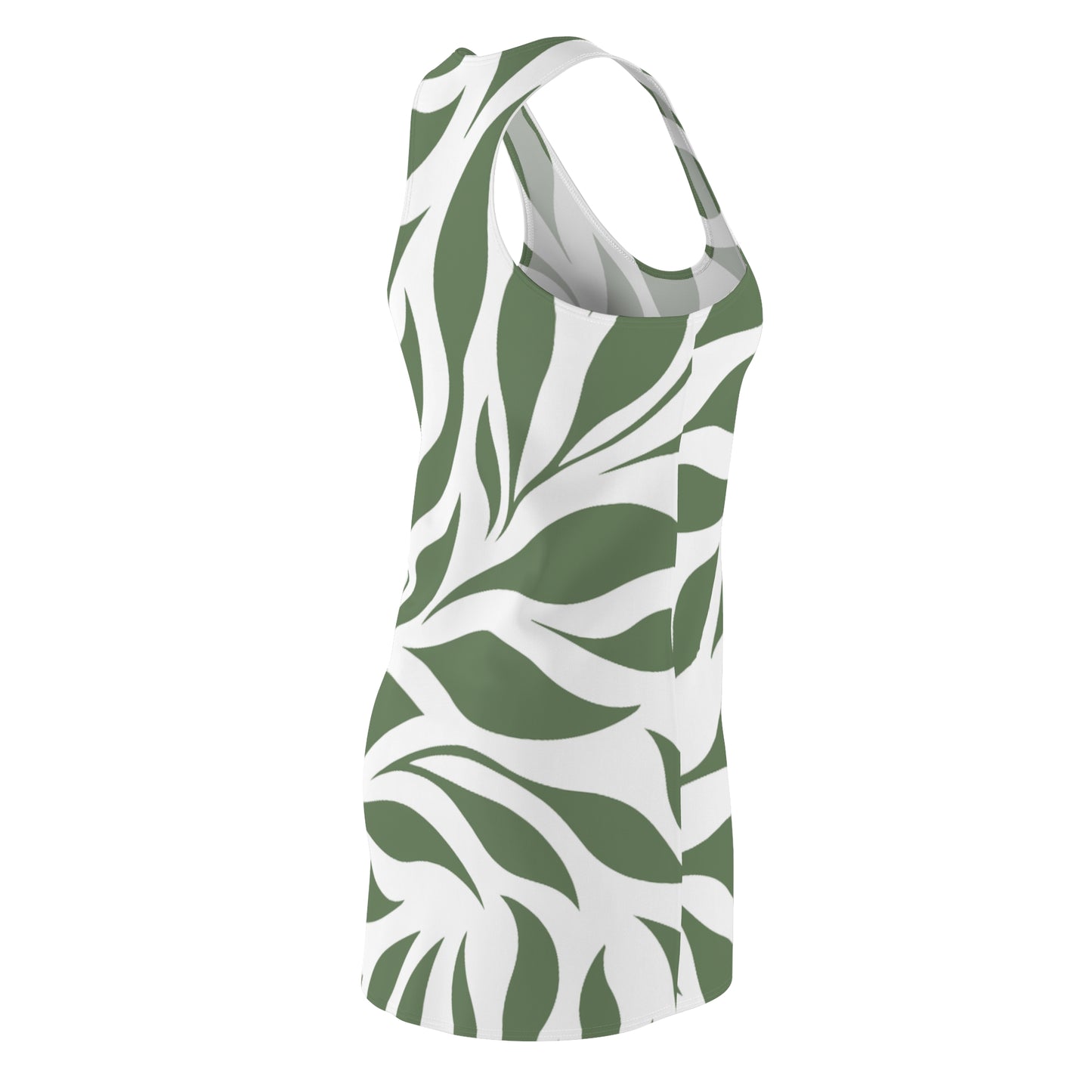 Grün Weiß Blatt Racerback Kleid – Natur Sommerkleid