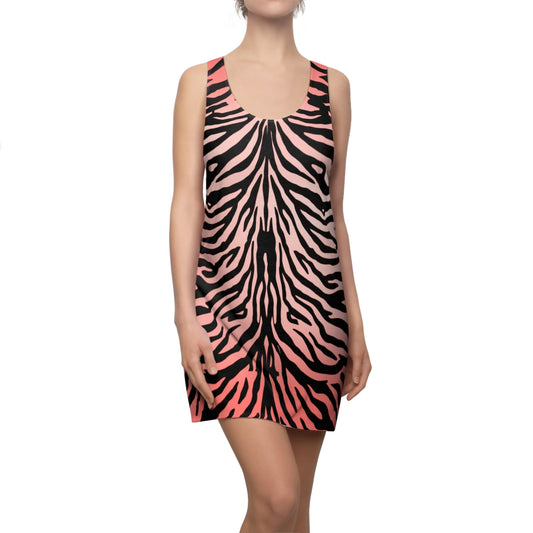 Racerback Kleid mit pink-schwarzem Zebra-Muster & Farbverlauf