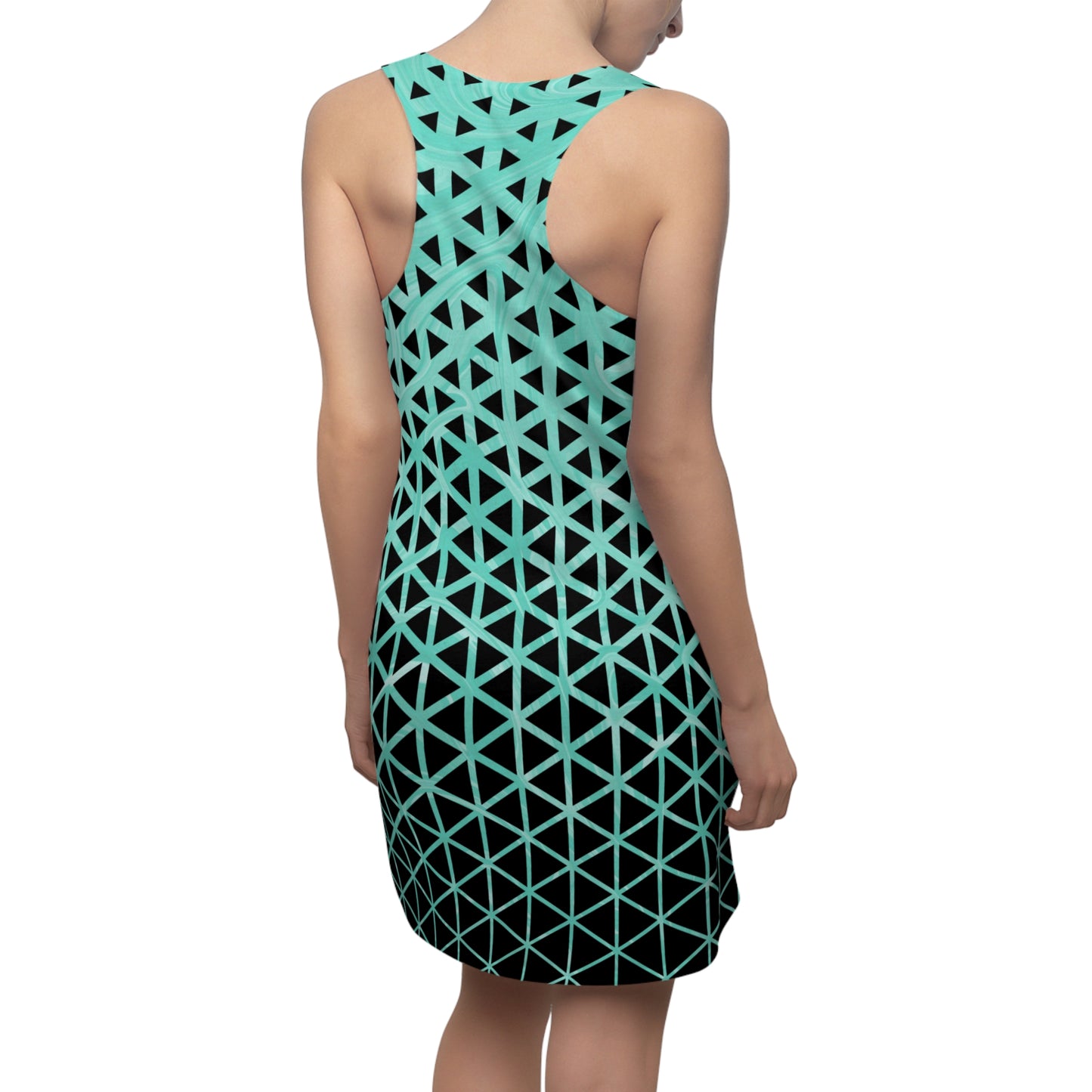 Türkises Racerback Kleid – Modernes Sommerkleid mit geometrischem Muster