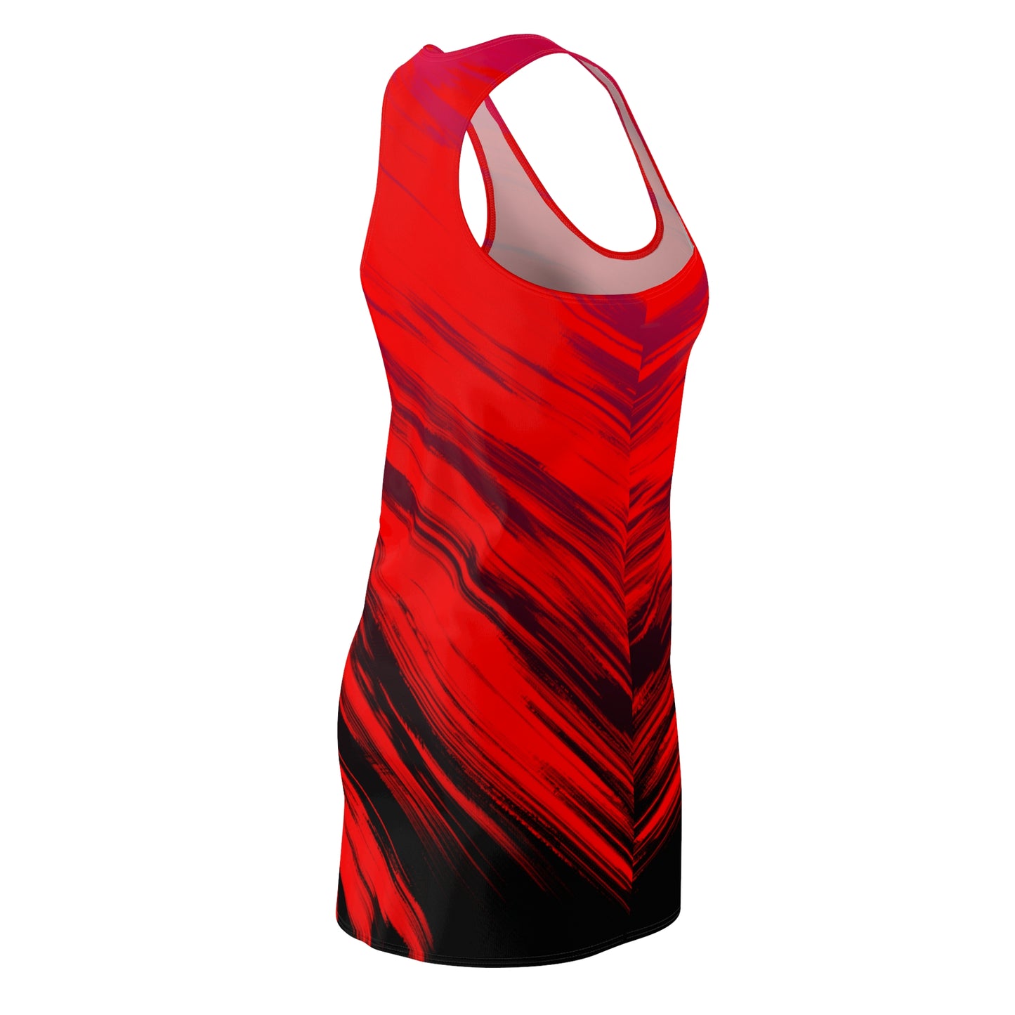 Rotes Racerback Kleid mit schwarzem Abstract Muster