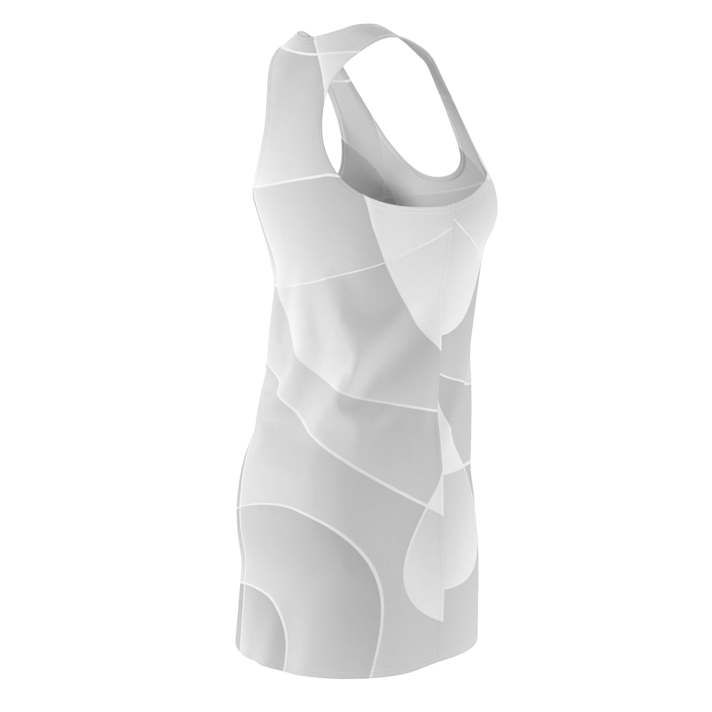 Racerback Damenkleid Sommer – Graues Linienmuster, elegant & modern