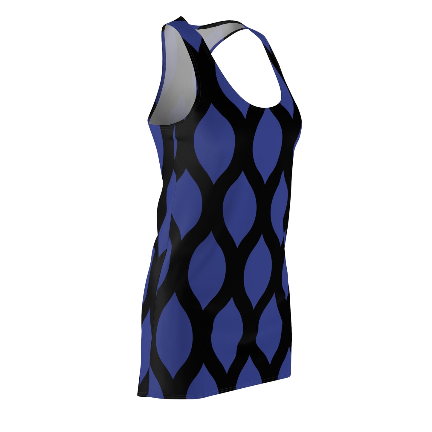 Racerback Kleid Blau Schwarz mit grafischem Muster Damen
