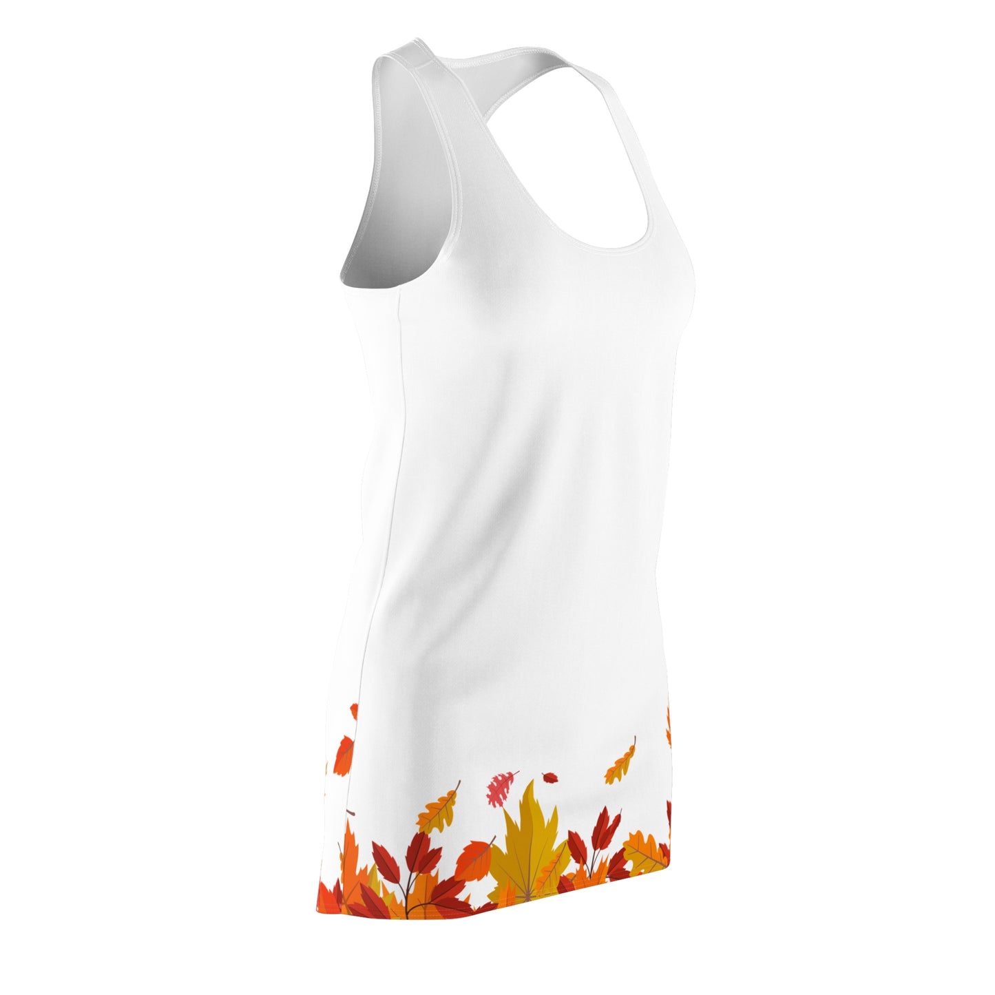 Damen Herbstkleid mit Blätter Muster Weiß Minimal