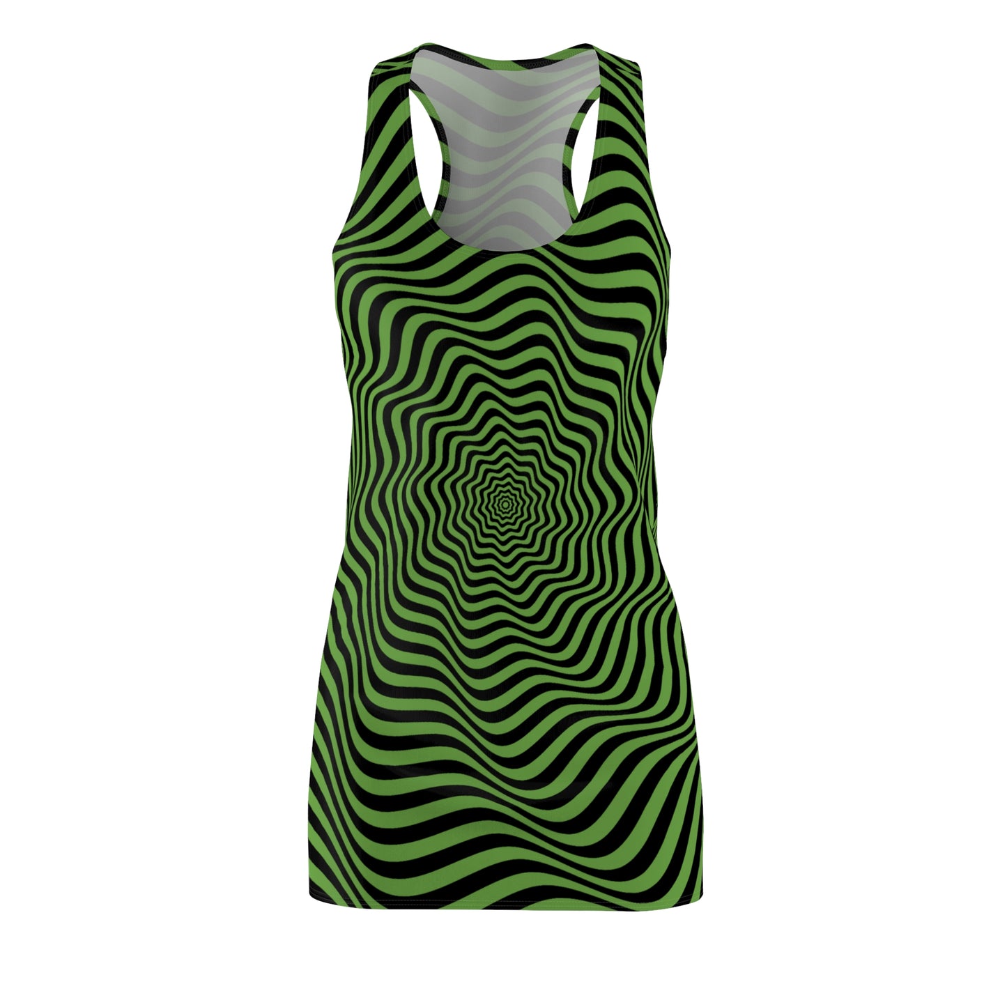 Optical Illusion Racerback Kleid – Schwarz Grün Design