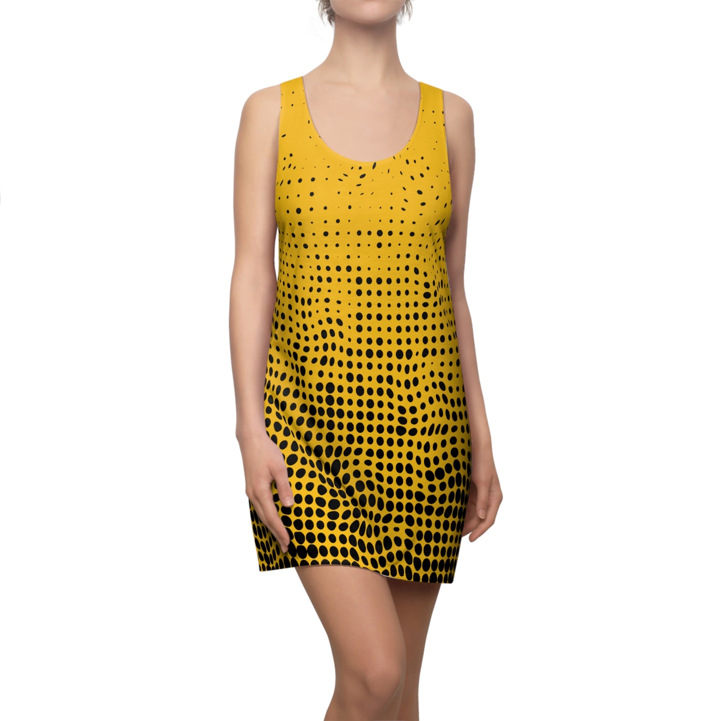 Punkte Gradient Racerback Kleid – Schwarz Gelb Sommerkleid