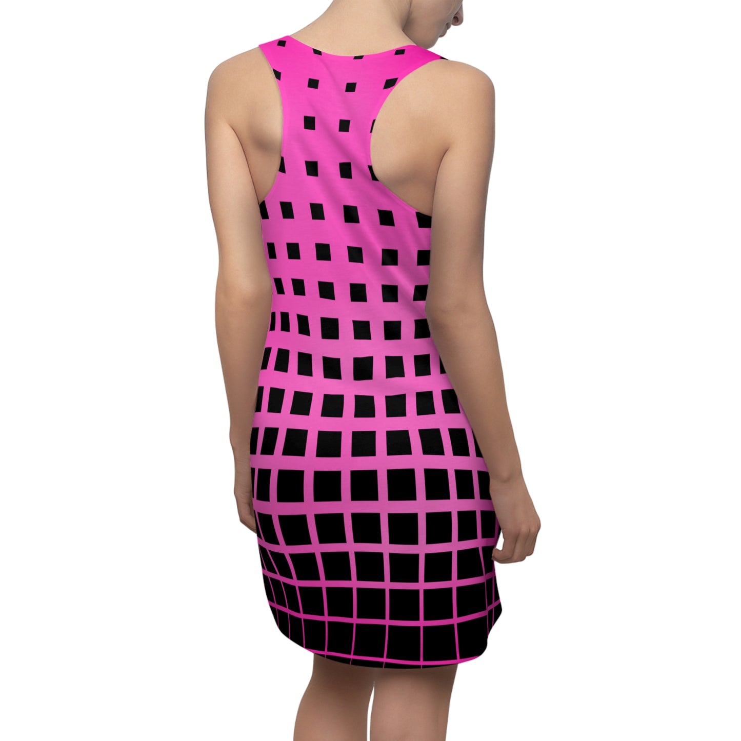 Racerback Kleid mit geometrischem Rastermuster in Pink mit Farbverlauf