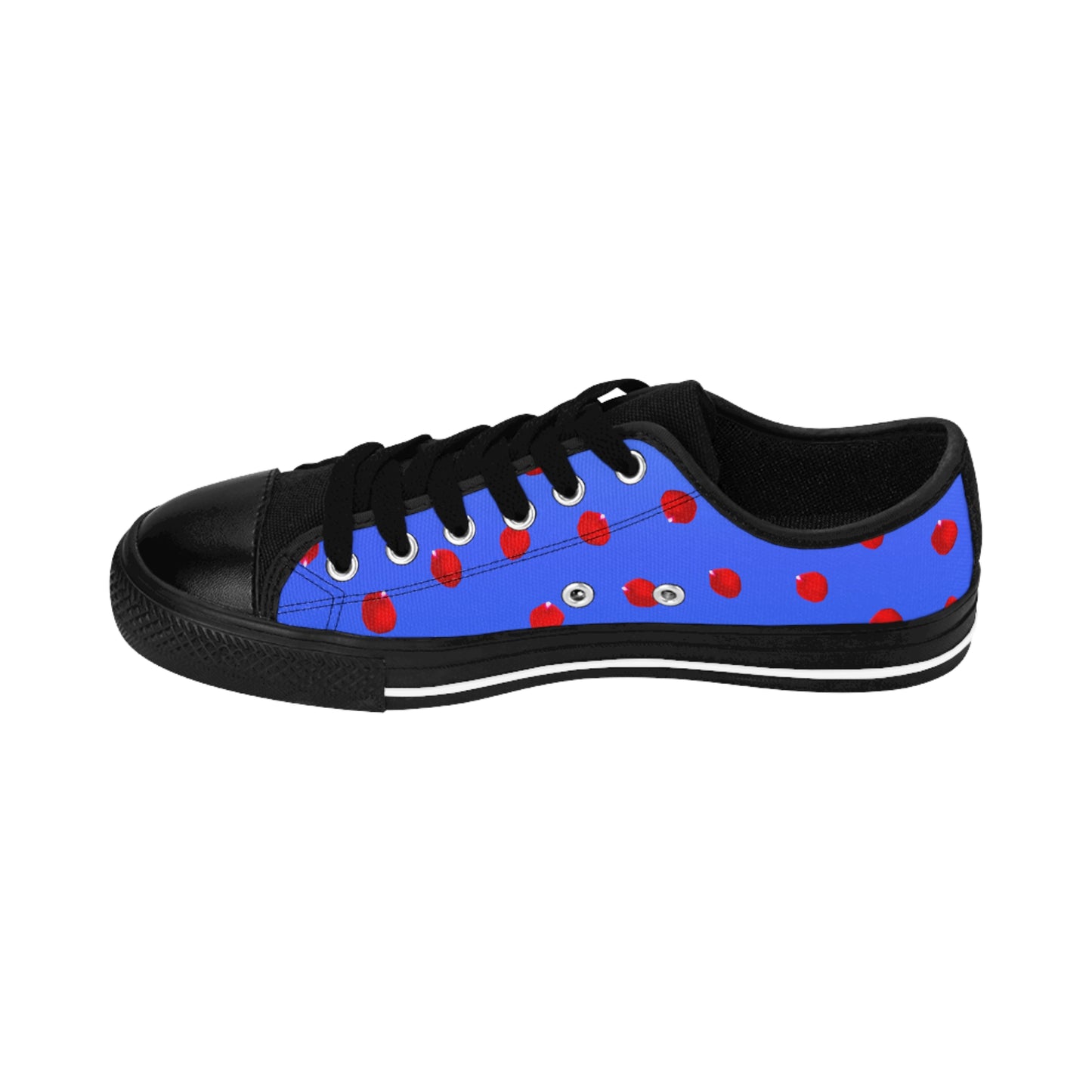 Blue Red Floral Sneakers Women Casual Low Top Canvas Shoes