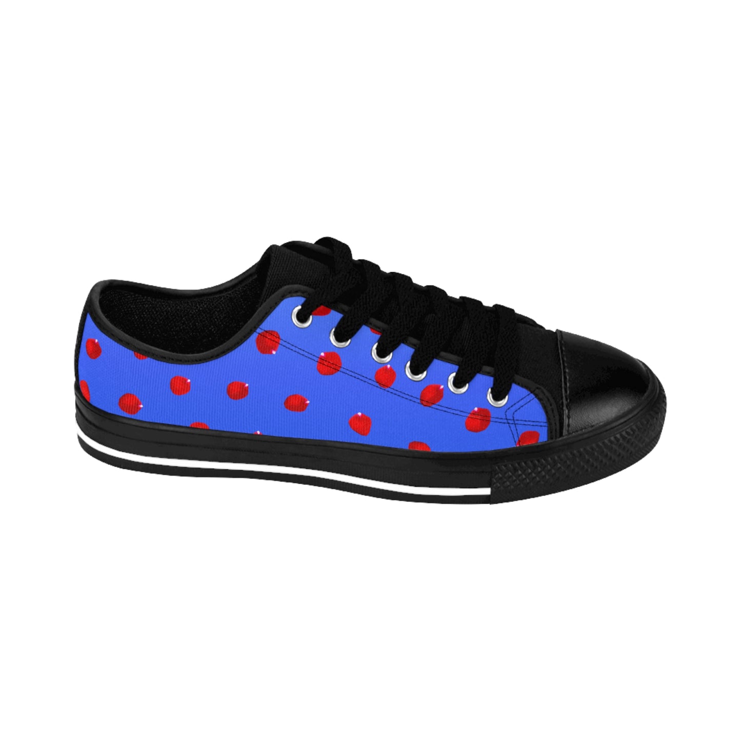 Blue Red Floral Sneakers Women Casual Low Top Canvas Shoes