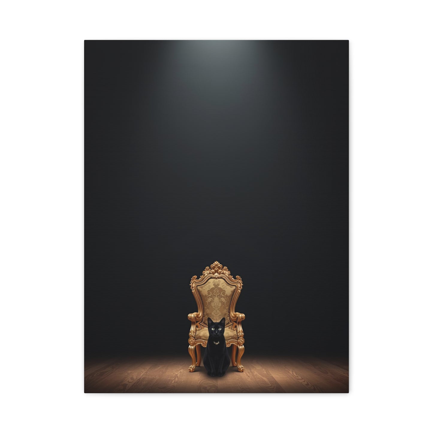 Black Cat on Royal Throne – Premium Canvas Wall Art