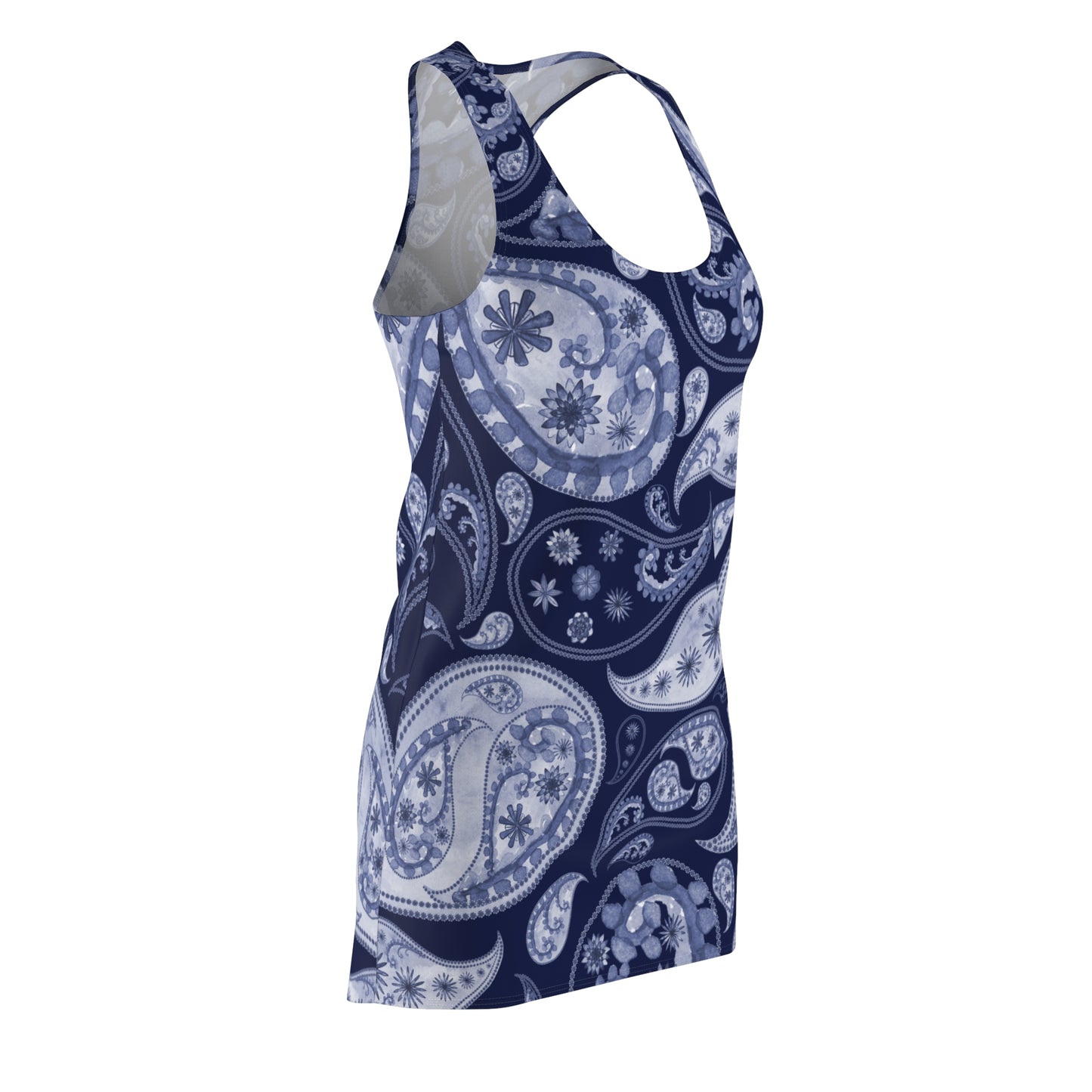 Dunkelblau Paisley Racerback Kleid – Maritim Sommerkleid
