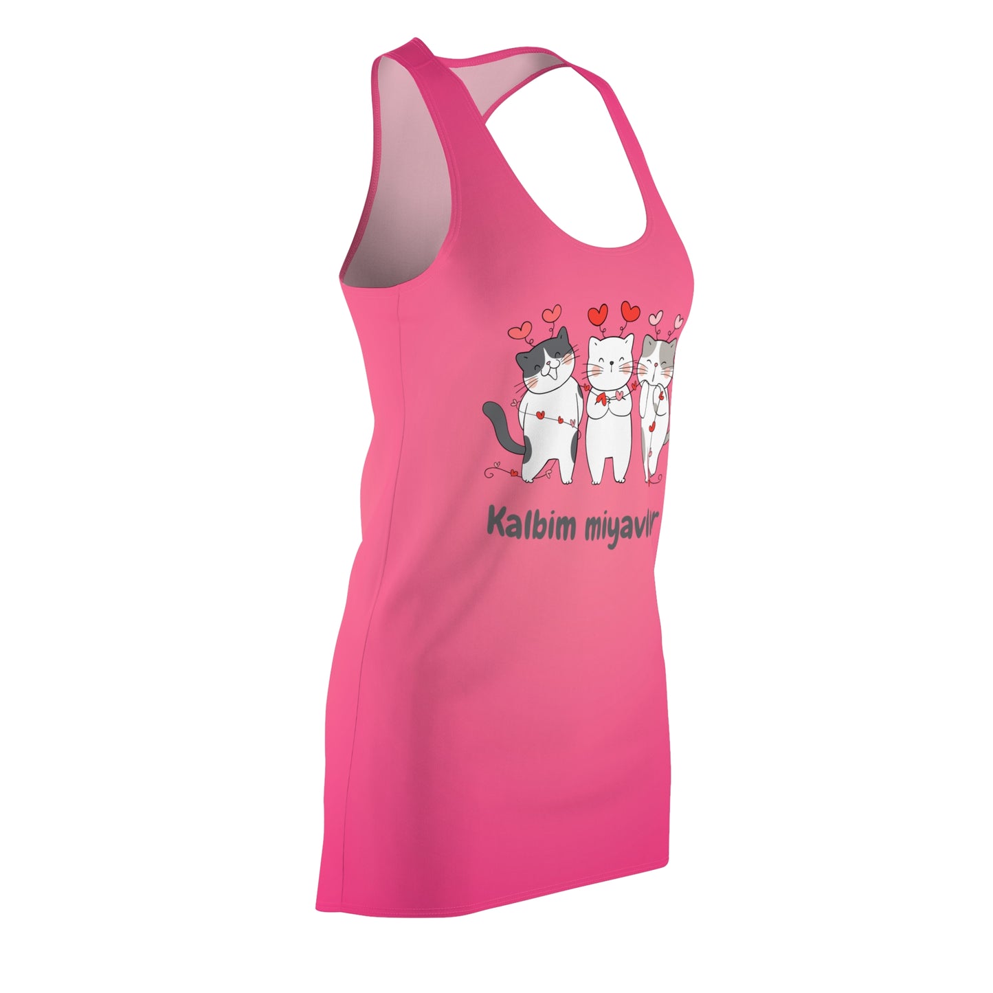 Pinkes Racerback Kleid – Verspieltes Sommerkleid mit Katzenmotiv